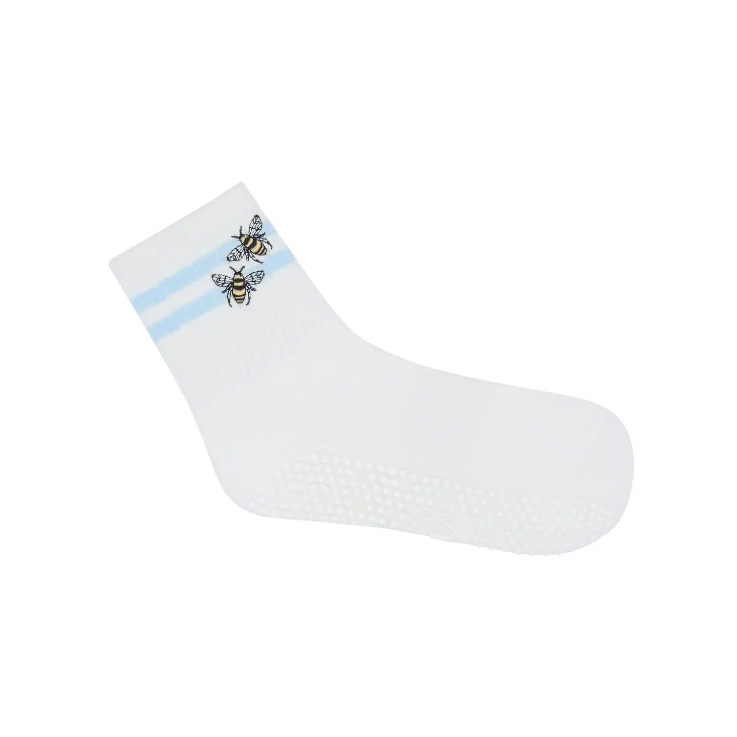 Non-Slip Grip Socks for Women & Men - Crew Anti-Skid Workout Socks for Yoga, Pilates, Barre & Home Use - Busy Bee Brand Comfortable Athletic Socks