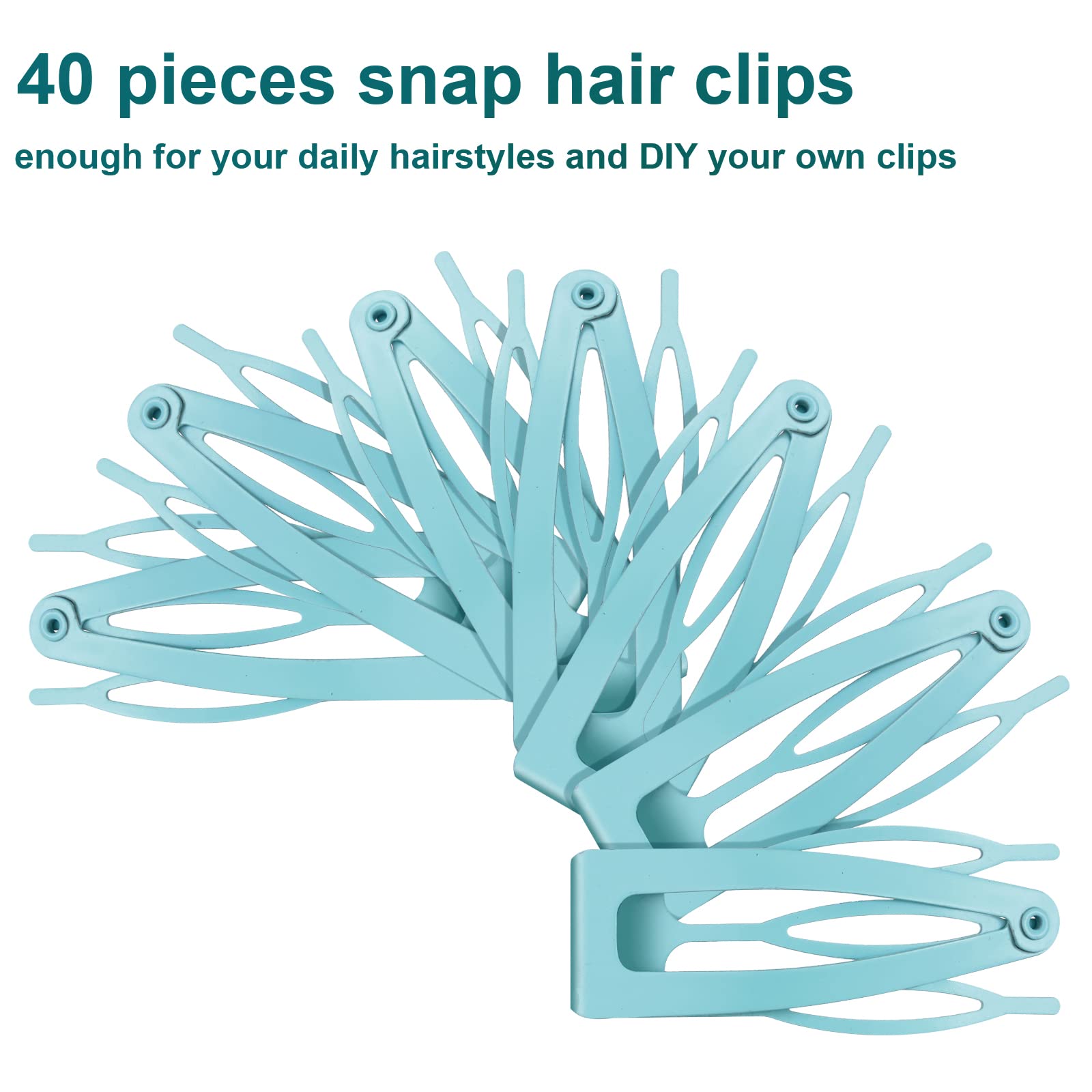 24 Pcs Double Grip Hair Clips - Metal Snap Barrettes for Women, Salon Hair Styling Supplies (Light Blue, 2 Inch) - Perfect for Braiding, Updos & DIY Hair Accessories