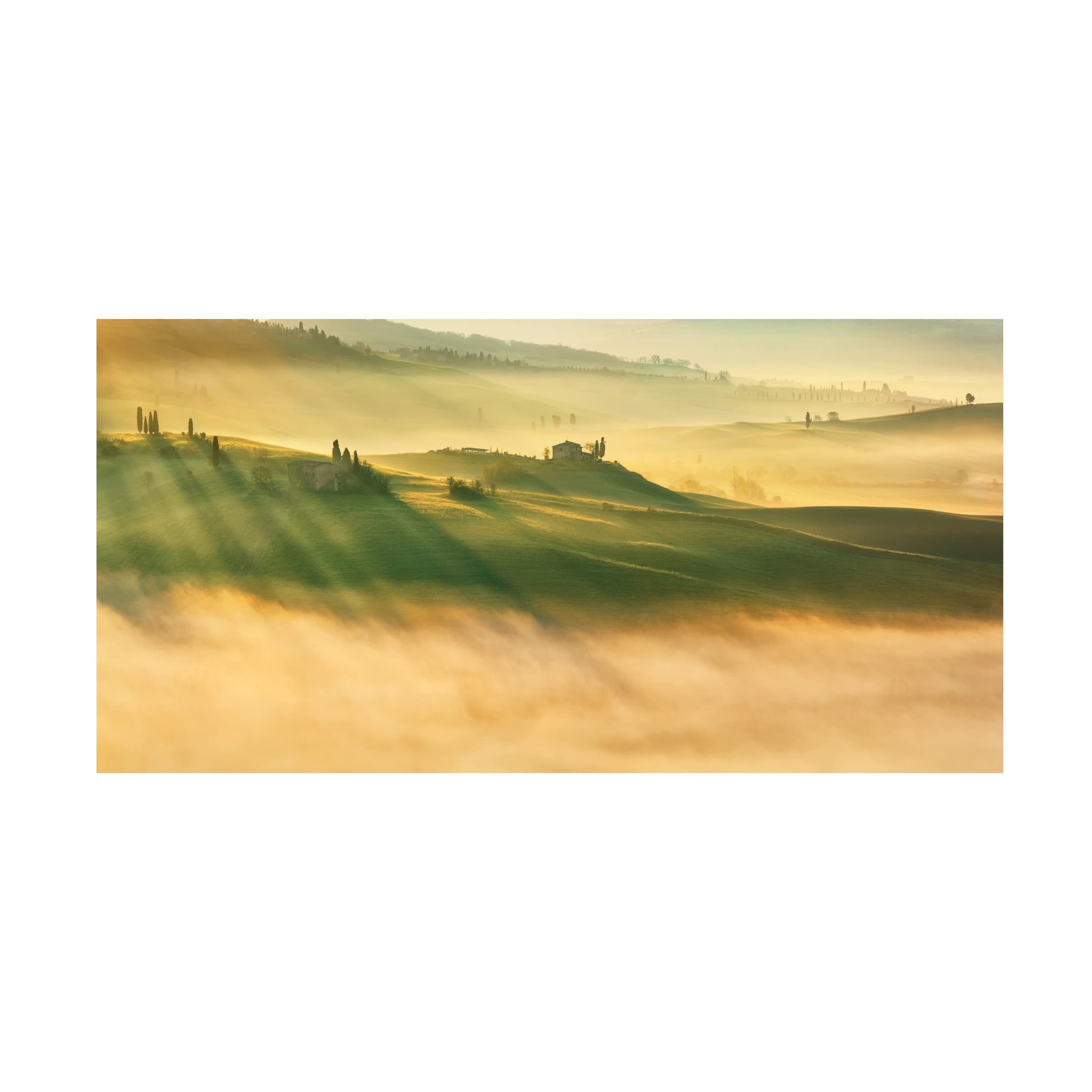 Foggy Valley Landscape Canvas Art Print by Krzysztof Browko - Handmade Wall Decor for Living Room, Bedroom & Office - Nature Inspired Home Decor