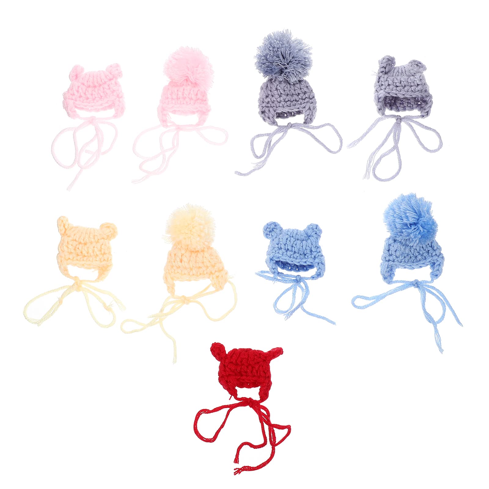 9-Piece Hand-Crocheted Wool Hats Set - Mini Top Hats, Doll Hats & Christmas Hats for Women & Girls - DIY Handmade Crafts for Parties, Cosplay & Holiday Decor
