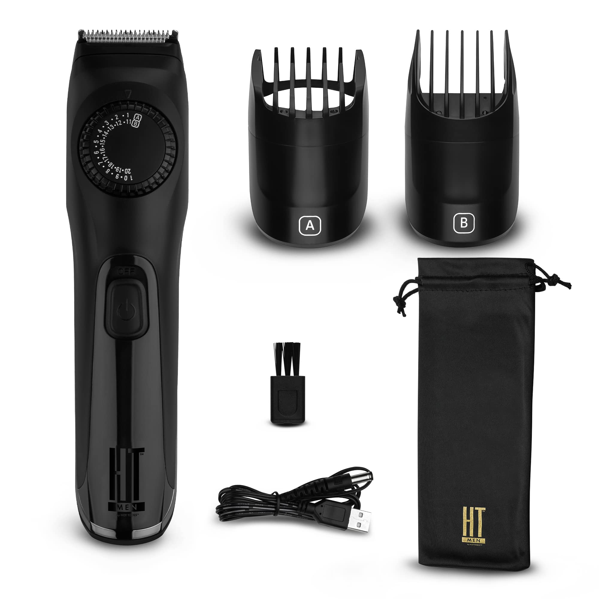 Professional HOT TOOLS 5-Piece Beard Trimming Kit for Men - Precision Grooming Set with Multiple Attachments for Mustache, Sideburns & Facial Hair Styling at Home or Travel