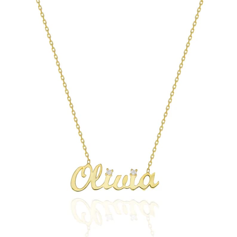 Custom Name Necklace with Natural Diamond - Crown Heart Birthstone Initial Pendant in 925 Sterling Silver (Yellow/White/Rose Gold) | Personalized Dainty Jewelry for Women | Perfect Christmas, Birthday, Anniversary, Valentine's Day, Graduation & Mother's Day Gift for Her, Wife, Mom, Girlfriend or Sister | Great for Everyday Wear, Date Nights & Special Occasions