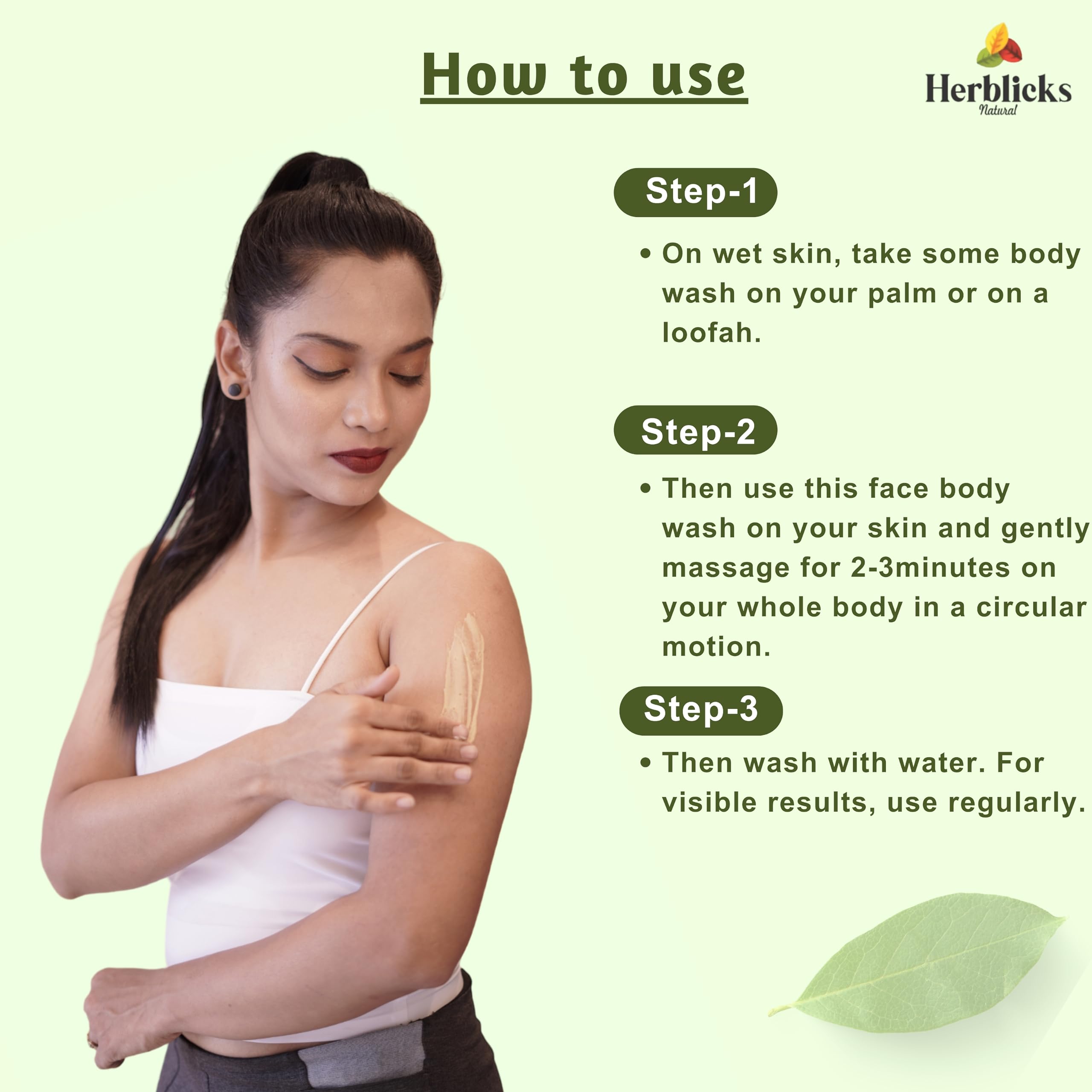 Herblicks Natural Face & Body Wash - Gentle Moisturizing Ayurvedic Cleanser for Blackhead & Tan Removal | Deep Cleansing for Neck, Knees, Elbows & Arms | Perfect for Daily Skincare & Post-Workout Refreshment