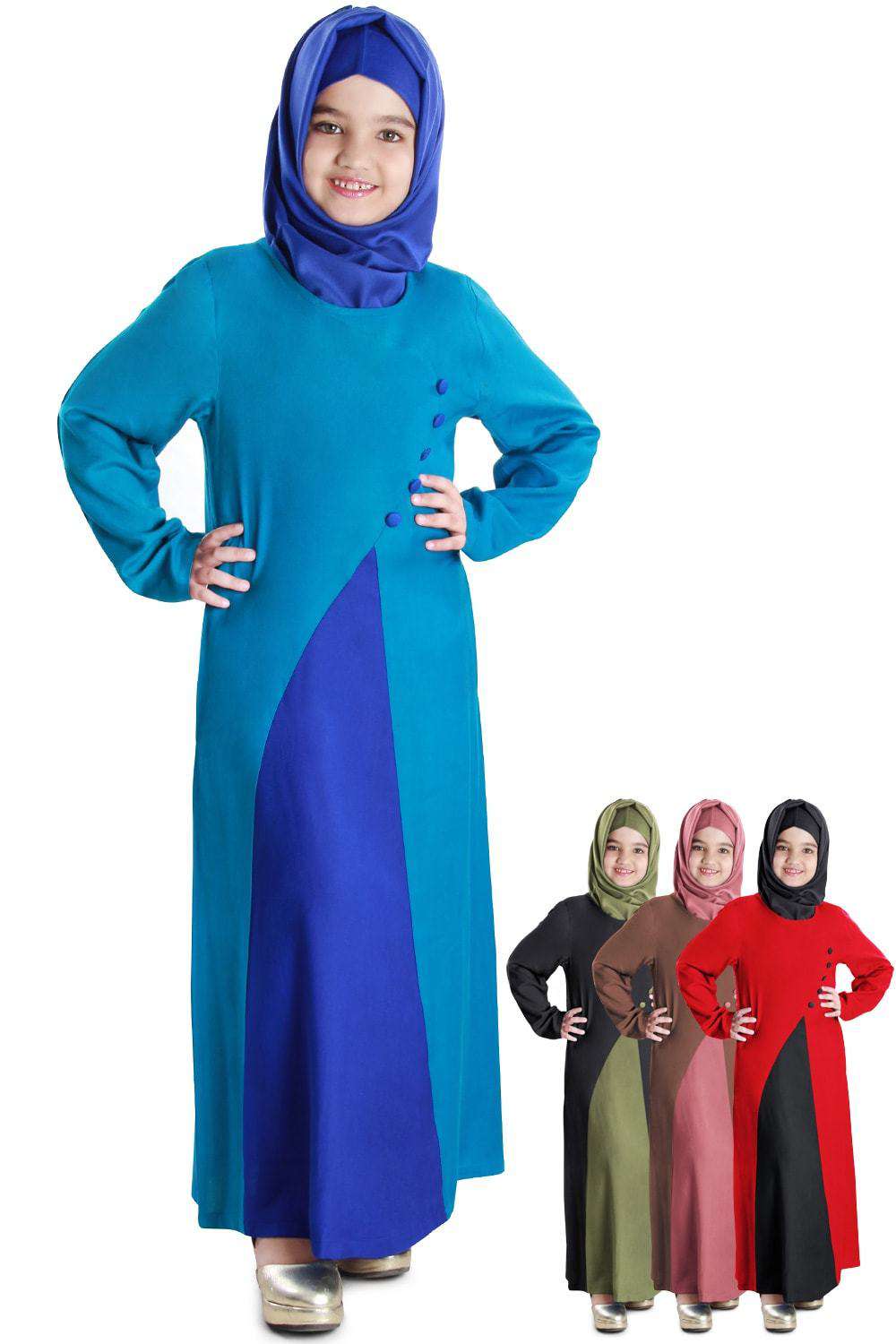 Dual Color Rayon Kids Abaya for Girls - Comfortable & Stylish Islamic Dress for School, Prayer, and Special Occasions