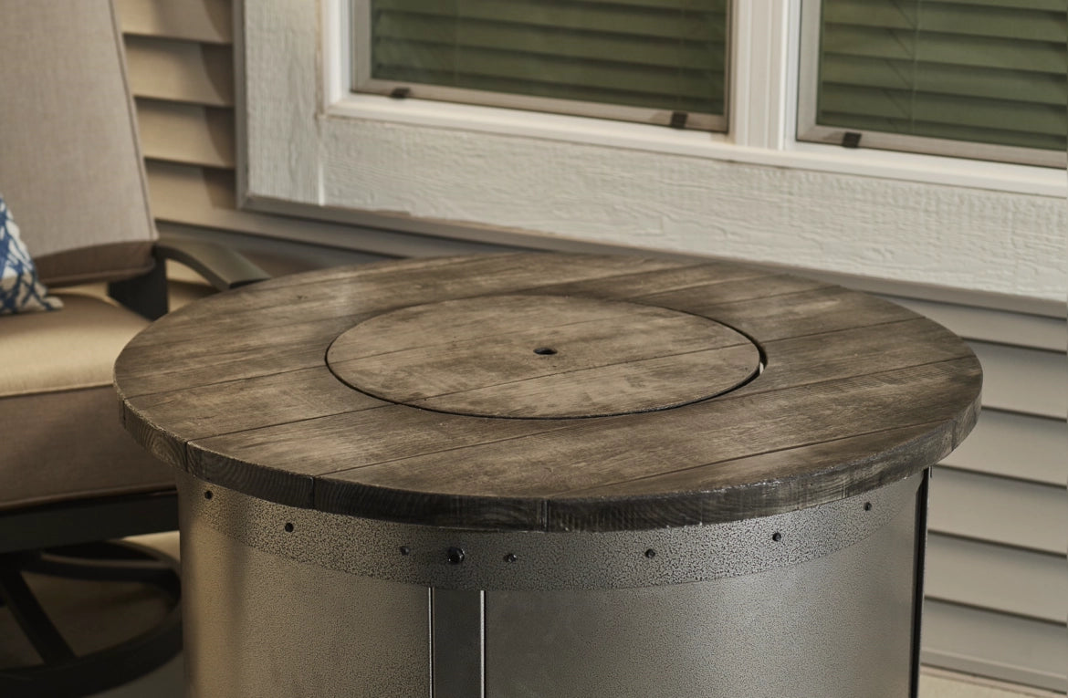 The Outdoor Greatroom Company Edison Round Gas Fire Pit Table - Outdoor Patio Heater for Backyard, Deck, and Garden - Perfect for Entertaining and Relaxing