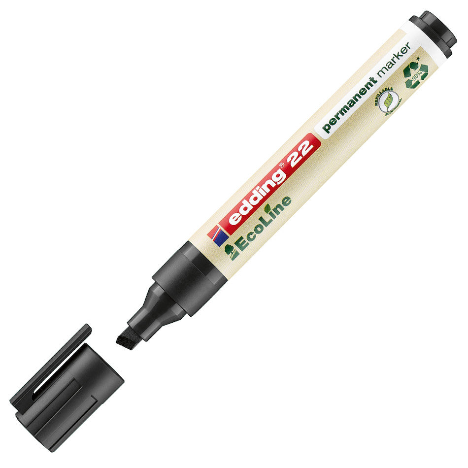 edding EcoLine 22 Permanent Markers - Black Ink, Fine Tip, Non-Toxic, Waterproof & Fade-Resistant - Ideal for Office, School, Art Projects & Labeling