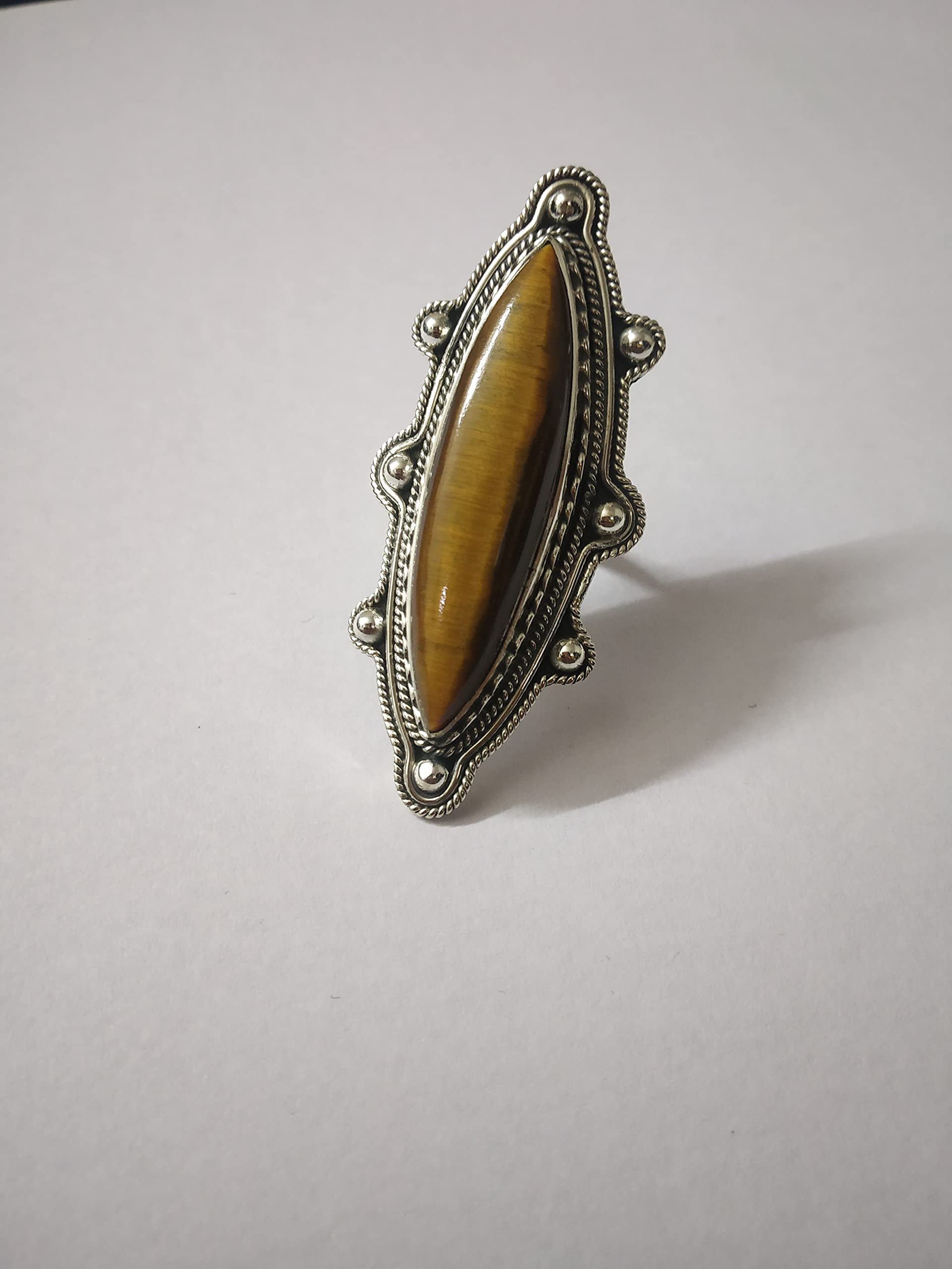 Vintage Tiger Eye Gemstone Solitaire Ring - Handmade Brown Statement Ring for Men, Antique Engagement Jewelry - Perfect Valentine's Gift for Him, Wedding Proposal & Special Occasions