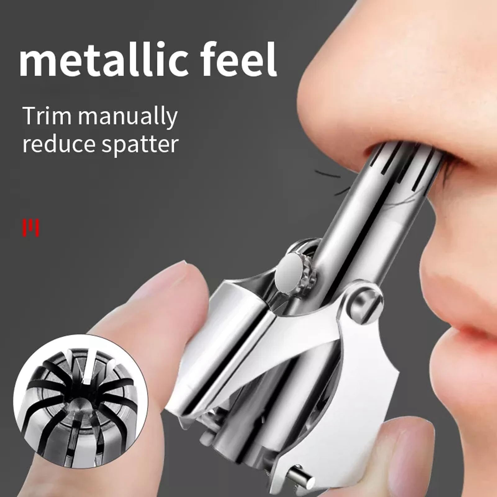 360° Rotating Stainless Steel Manual Nose Hair Trimmer with Rounded Head - Safe & Precise Nasal Hair Removal for Men - Perfect for Travel, Grooming Kits & Personal Care