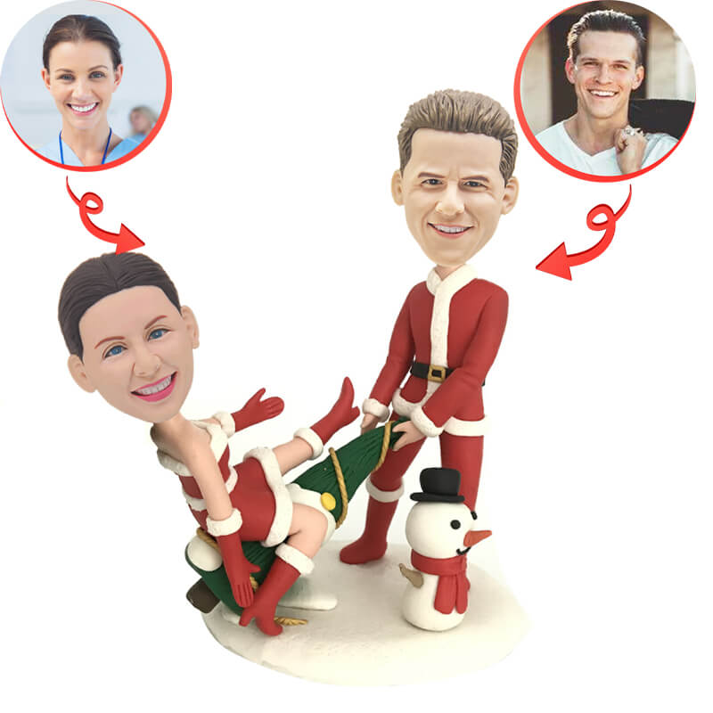 Custom Christmas Couple Bobbleheads - Personalized Figurine Gift for Anniversaries, Weddings & Holidays | Perfect for Home Decor, Office Display & Romantic Gifts