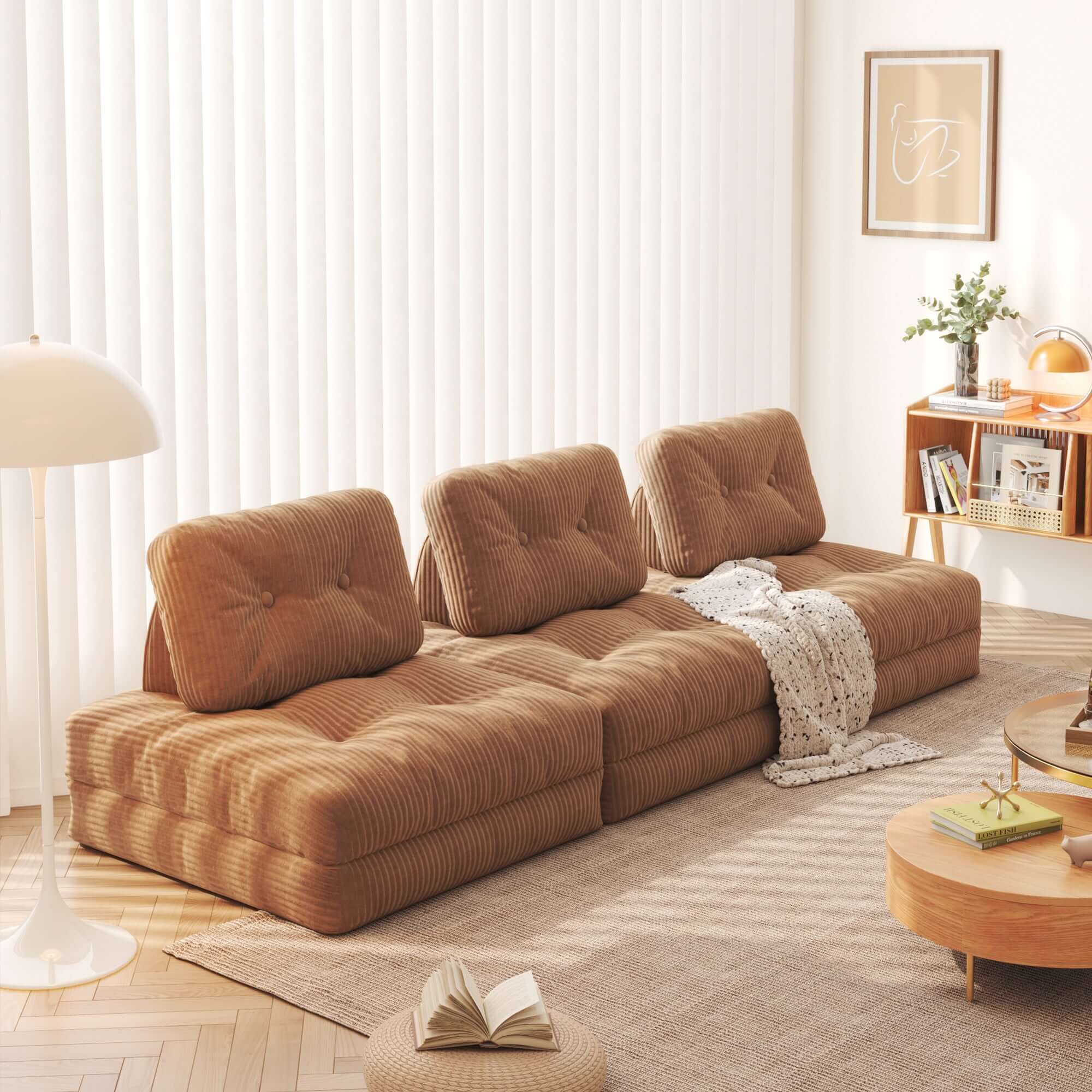 Convertible Floor Couch - Modular Sofa for Living Room, Bedroom or Lounge - Space-Saving Furniture for Small Apartments and Relaxation Areas