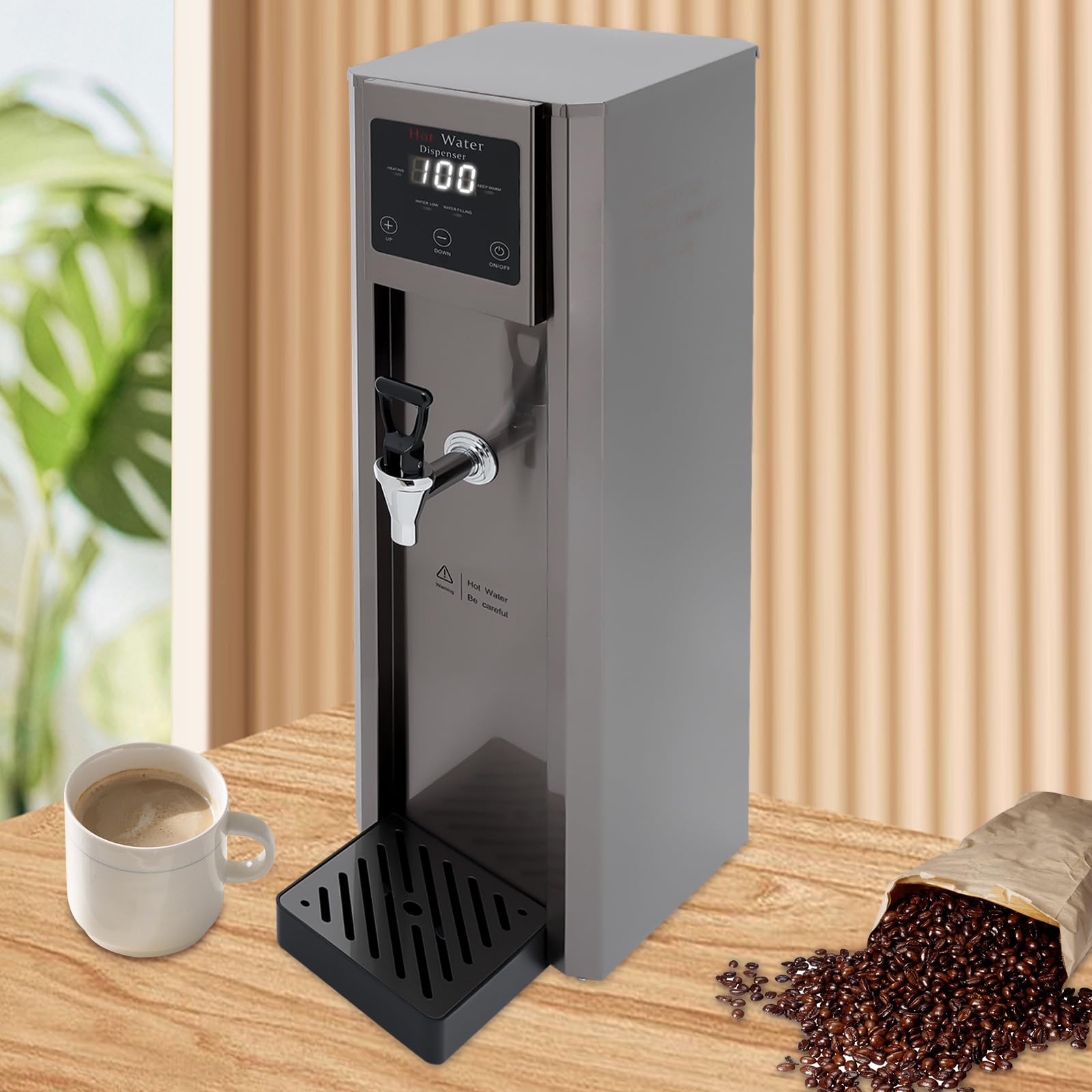 Commercial 1800W Electric Hot Water Dispenser with US Plug - 10L Capacity, 30L/Hour Flow Rate, Instant Heating for Coffee, Tea & Milk - Perfect for Offices, Cafes & Restaurants