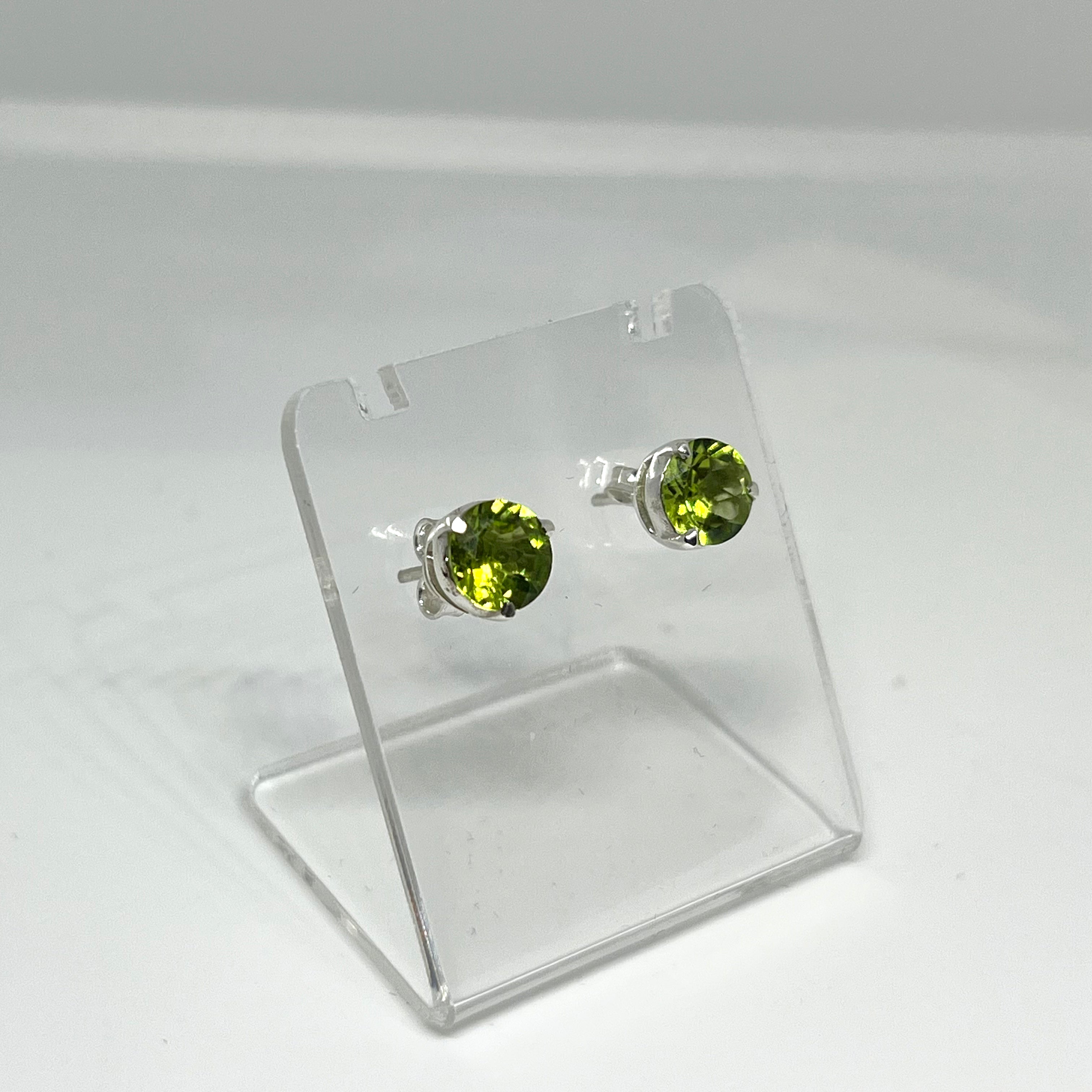7mm Round Faceted Gemstone Stud Earrings - 3 Prong Set for Women (PSE006) | Perfect for Everyday Wear, Parties & Gifts