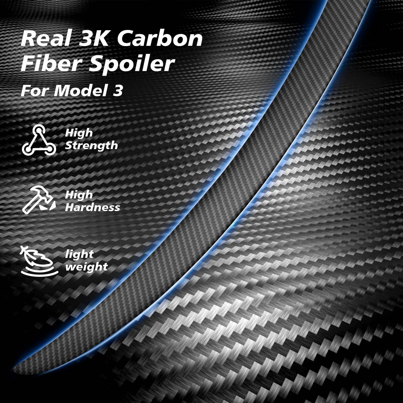 2025 Upgraded Real Carbon Fiber Spoiler for Tesla Model 3 Highland 2024-2025 | Sporty Rear Trunk Lip Wing | Matte Black Tesla Model 3 Accessories | Enhances Aerodynamics & Style for Street Racing & Car Shows