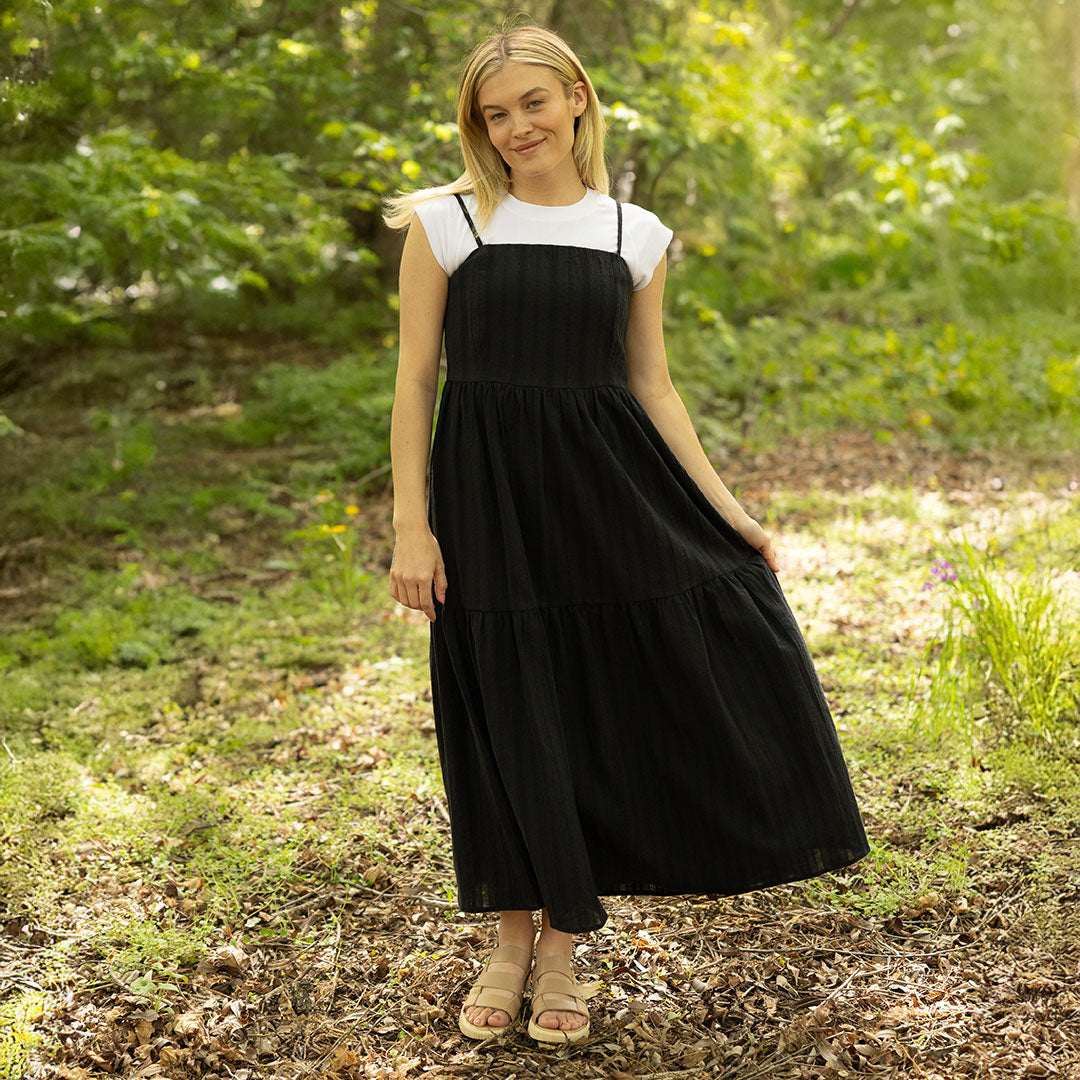Elegant Black Cabo Midi Dress for Women - Summer Beach Party & Casual Outfit
