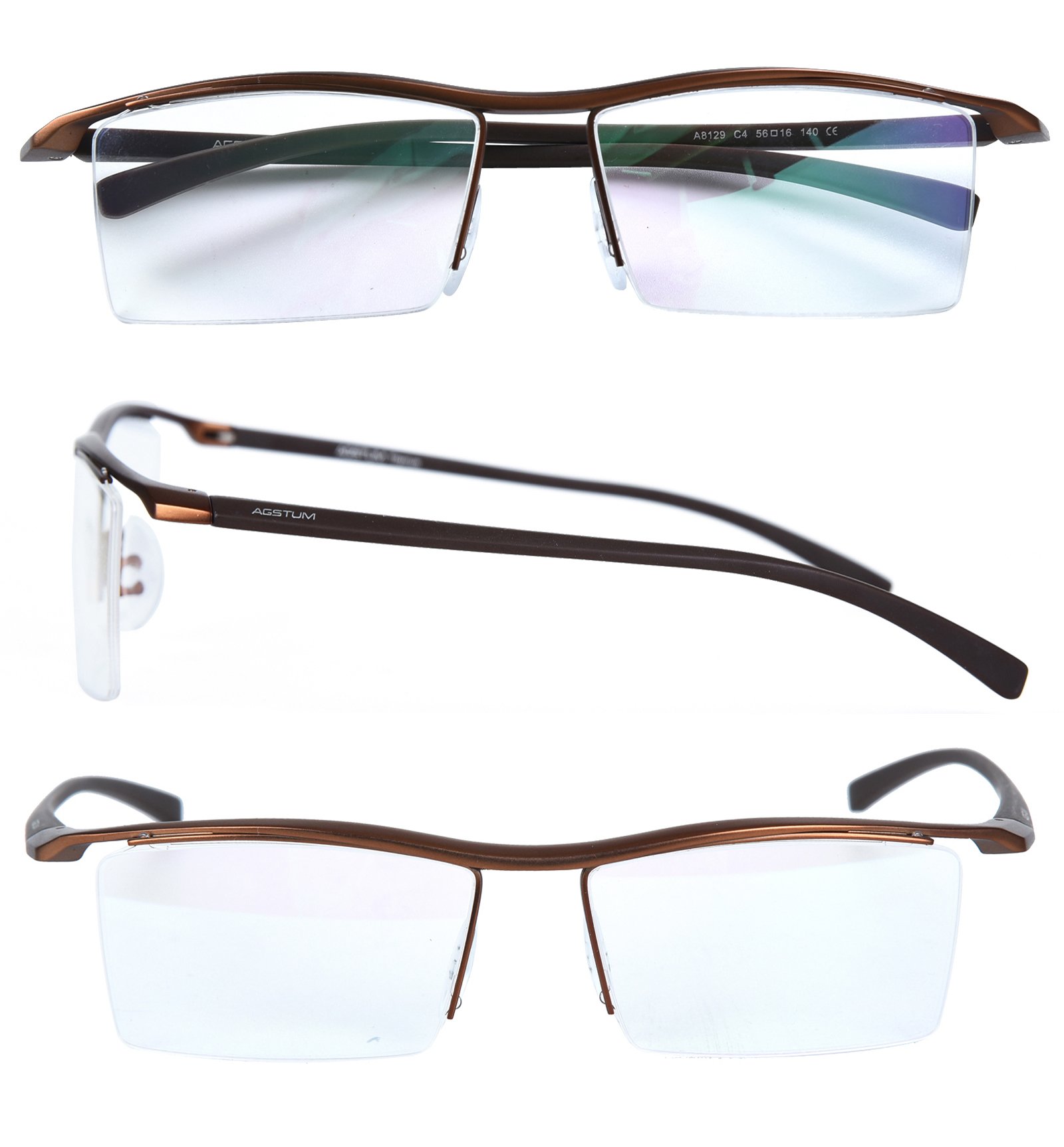 Agstum Blue Light Blocking Glasses - Anti-Fatigue Titanium Half Rimless Computer Eyewear for Office Work & Screen Time Protection