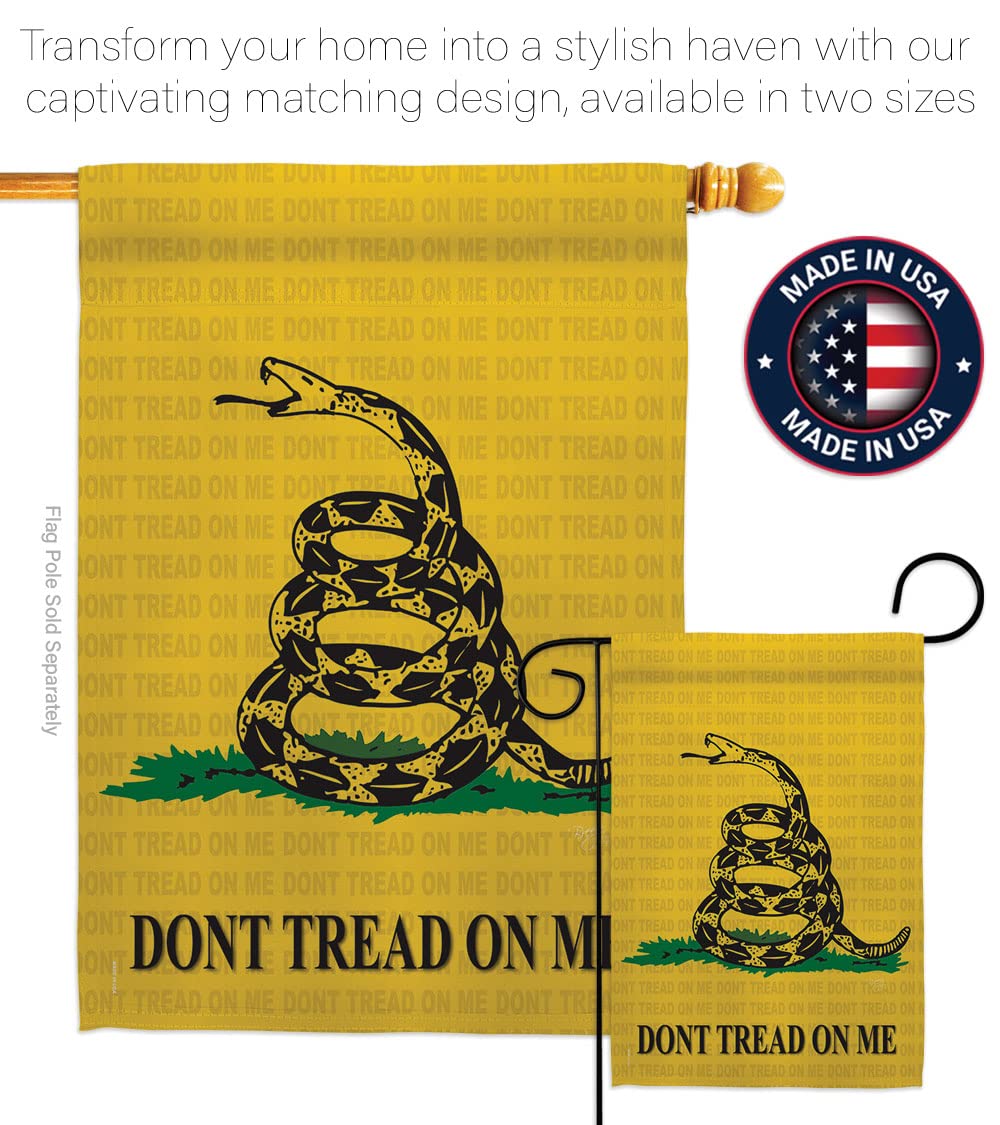 Breeze Decor Gadsden Americana House Flag Set 28x40 - Patriotic Outdoor Decor
