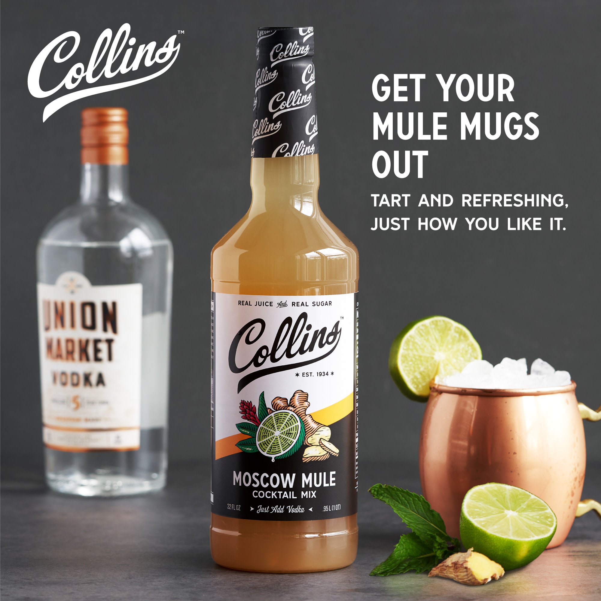 Premium Moscow Mule Cocktail Mix - 32 oz Copper Mug Set | Authentic Ginger Beer Concentrate for Refreshing Summer Drinks | Perfect for Parties, BBQs & Home Bars