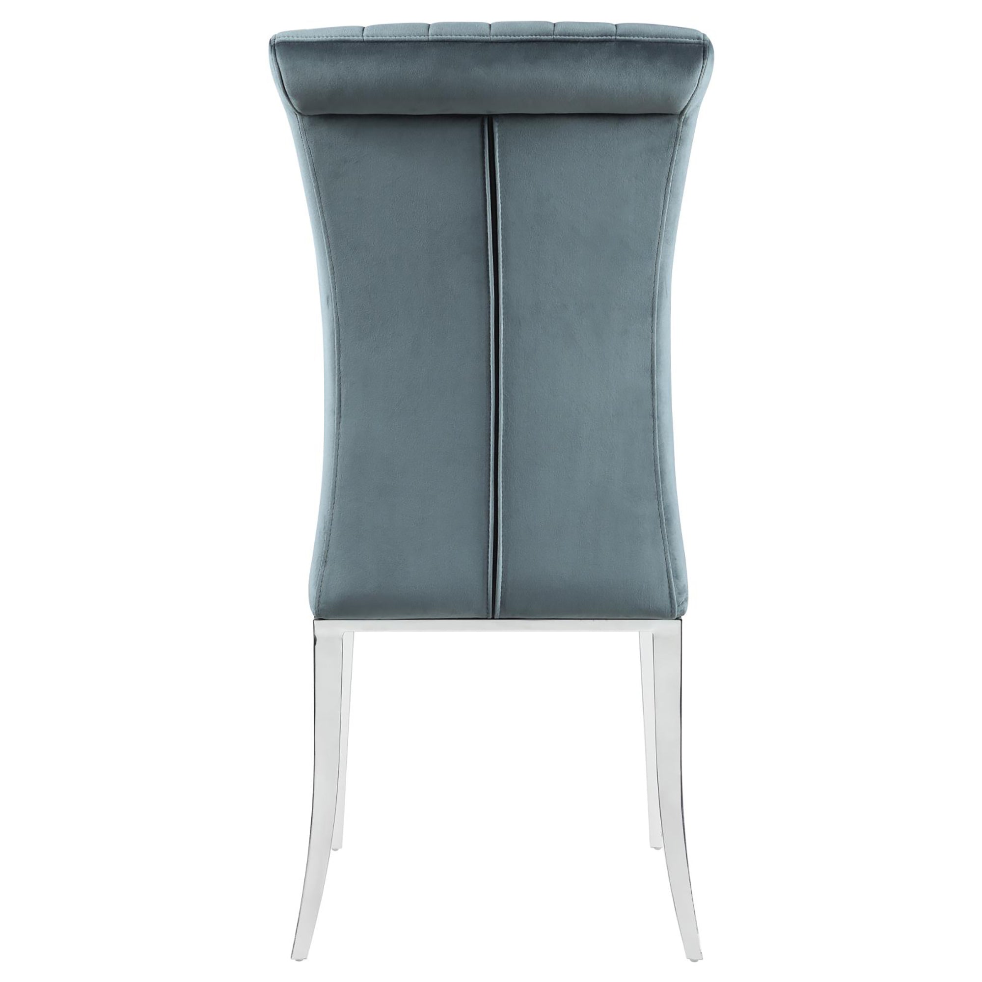 Dark Grey and Chrome Tufted Side Chairs (Set of 2) - Modern Dining Room Accent Chairs for Kitchen, Living Room or Office