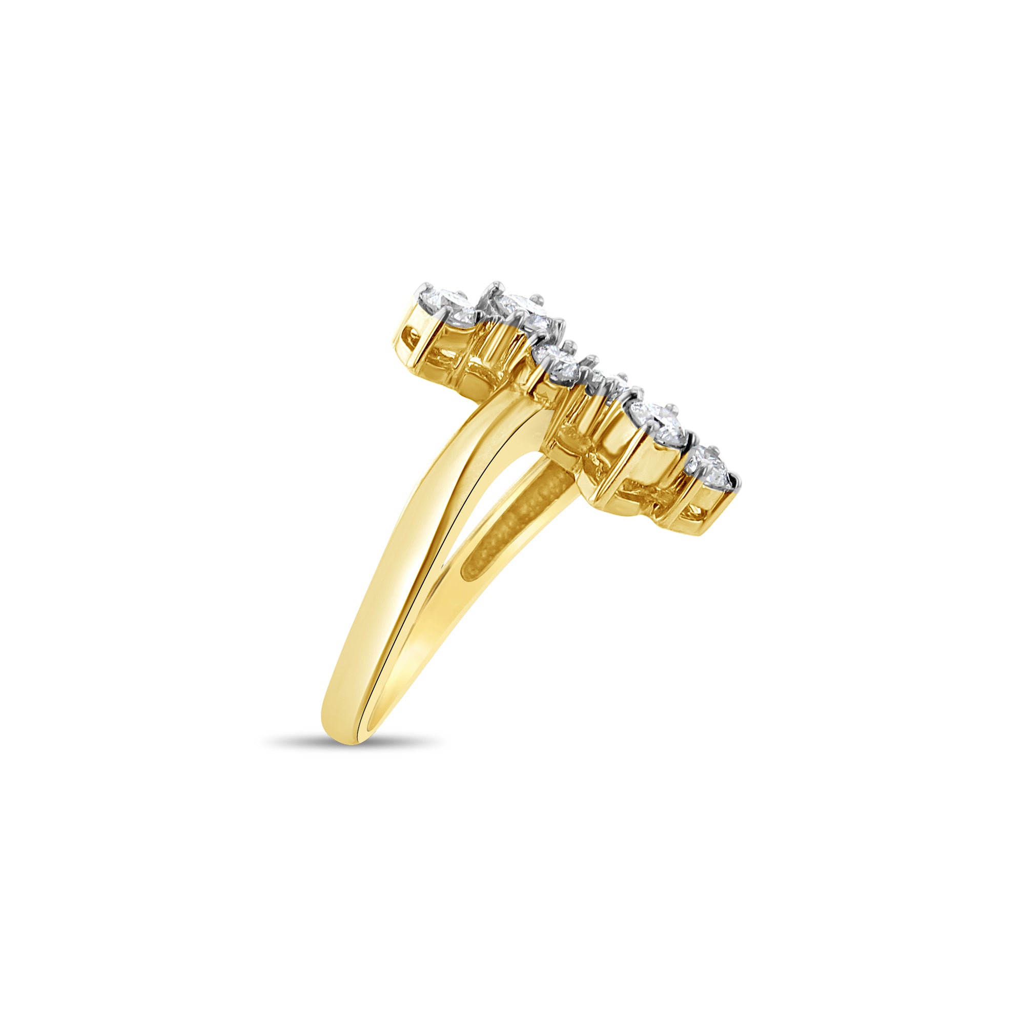 14K Yellow Gold Vertical Diamond Cocktail Ring - 0.75cttw Elegant Statement Jewelry for Parties, Weddings & Special Occasions