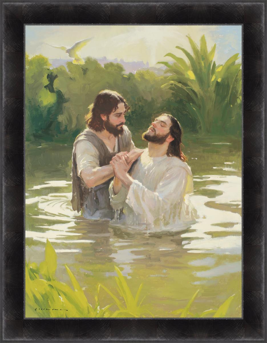 Baptism of The Savior Large Wall Art - Religious Home Decor for Church, Living Room & Office - Inspirational Christian Painting