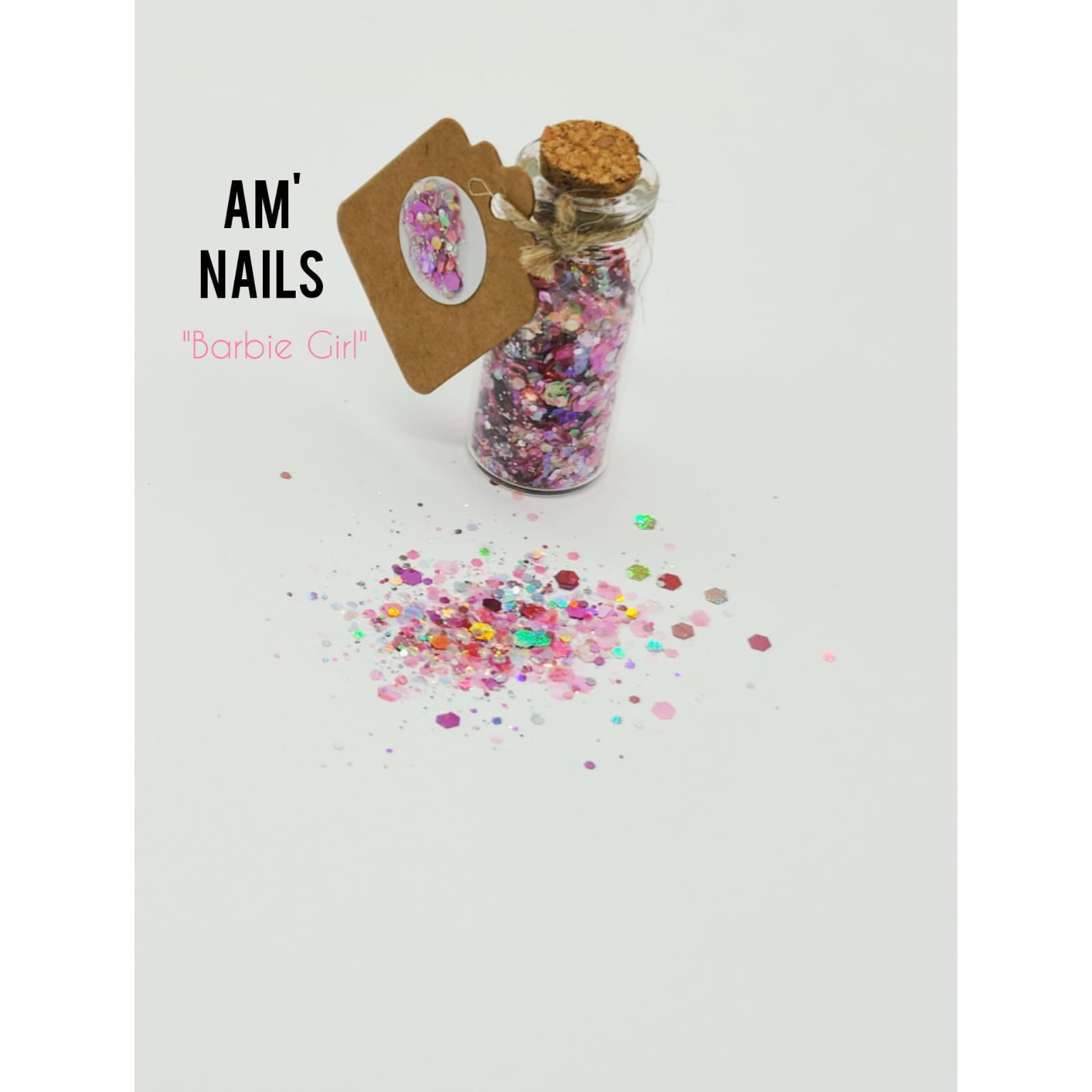 AM' NAILS Glitter Mixes for Nail Art - Assorted Colors in Glass Bottle - Perfect for DIY Manicures, Gel Polish, Acrylic Nails & Nail Decoration
