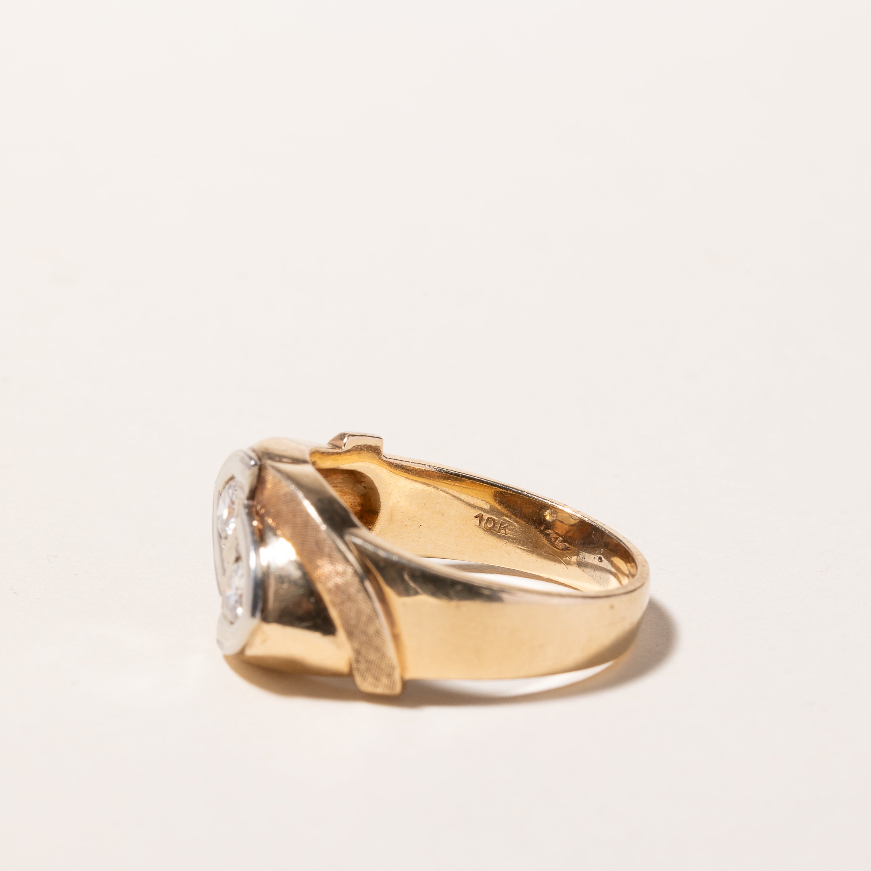 10K Two-Tone Gold Two-Stone Diamond Ring | 0.48ctw | Size 11 | Elegant Wedding Band or Anniversary Gift for Her