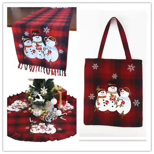 GRANDDECO 3-Piece Christmas Kitchen Curtain Set - Plaid Snowman Window Curtains with Valance for Small Windows | Rod Pocket Design for Bathroom & Kitchen Decor | Perfect for Holiday Home Styling