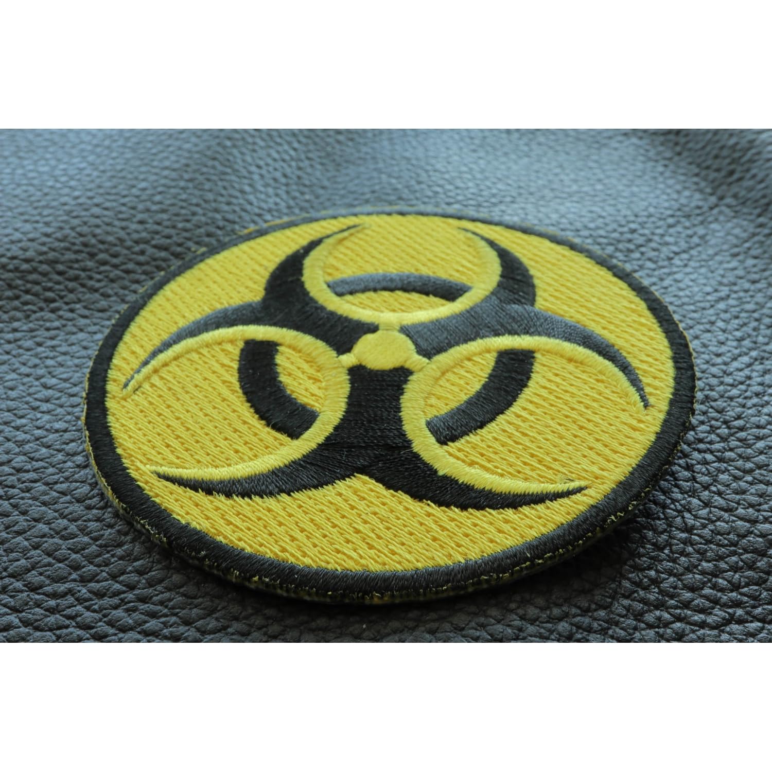 Bio Hazard Embroidered Iron On Patch - 3 Inch Sew On Badge for Jackets, Backpacks & DIY Crafts - Radiation Symbol for Costumes & Safety Gear