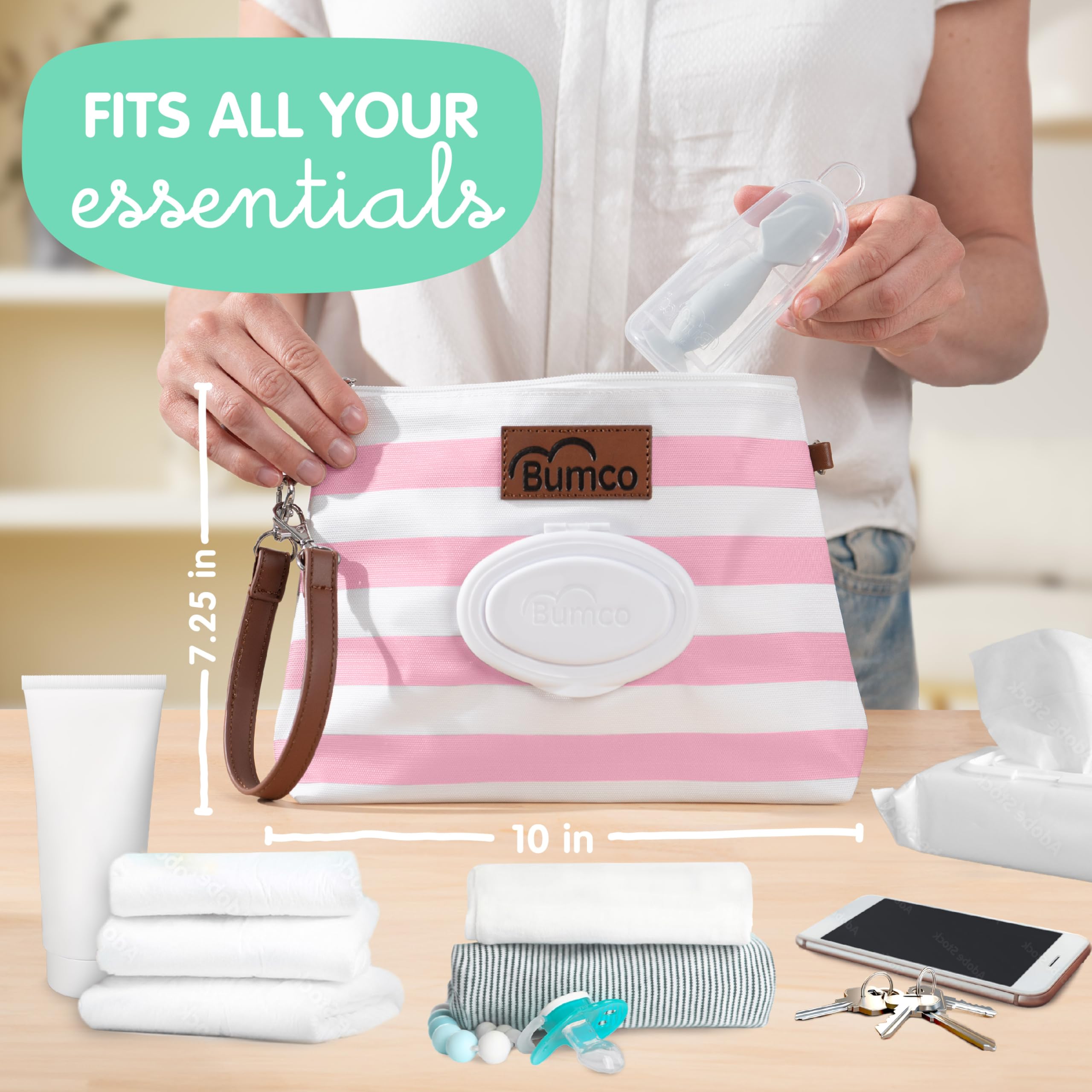 Bumco Diaper Clutch - Portable Airtight Baby Wipes Dispenser & Travel Essential | Refillable Wipes Container for Diaper Bags | Perfect for On-the-Go Parents, Daycare & Family Outings