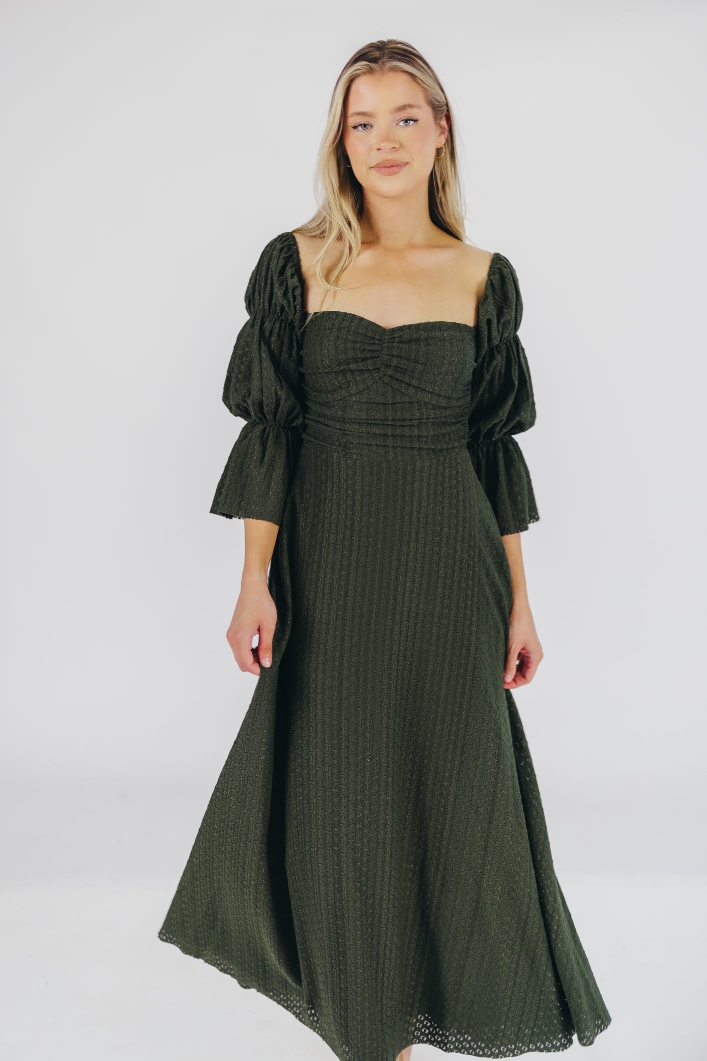 Corrine Women's Maxi Dress with Pockets - Flowy Long Summer Dress in Hunter Green for Beach, Vacation & Casual Wear