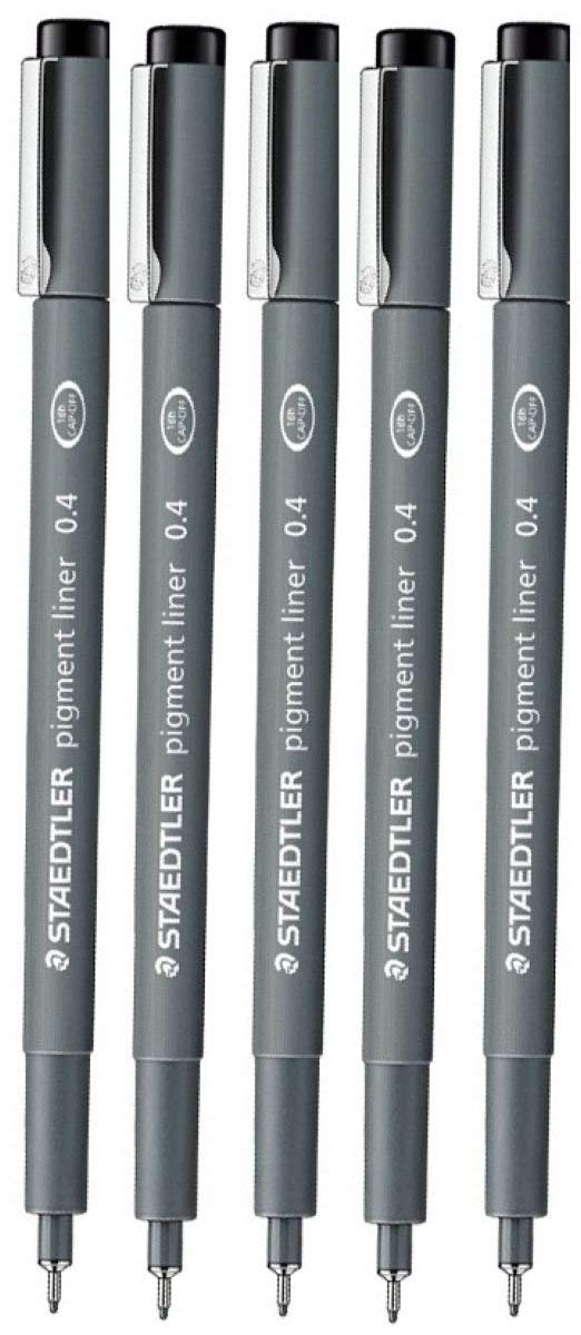 Staedtler 0.4mm Pigment Liner Fineliner Pens - 5 Pack for Sketching, Drawing & Drafting | Perfect for Artists, Architects & Designers | Ideal for Technical Drawings, Illustration & Calligraphy