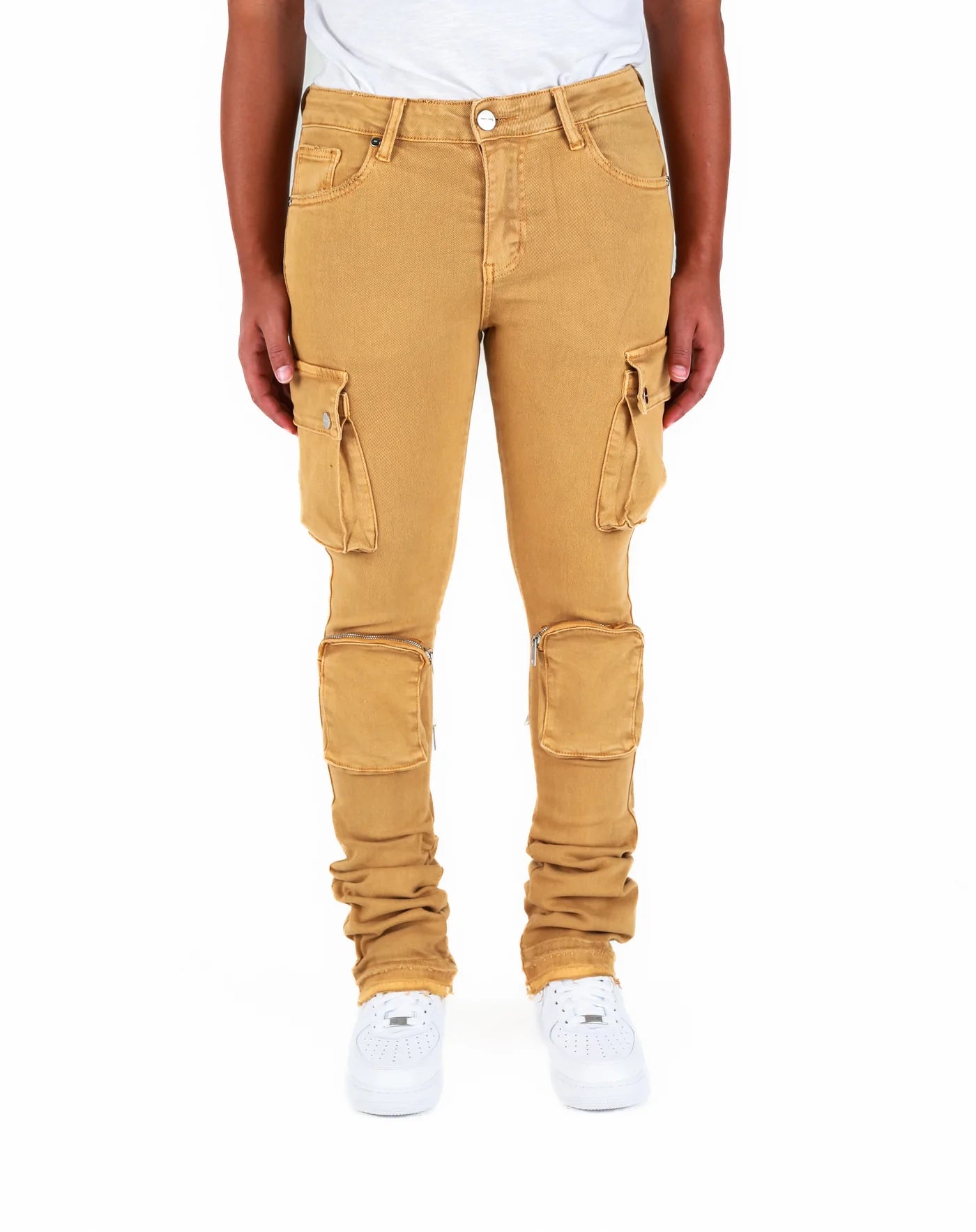 PHEELINGS Never Look Back Cargo Flare Stack Denim Jeans - Stylish Women's High Waist Bootcut Pants for Casual & Retro Outfits