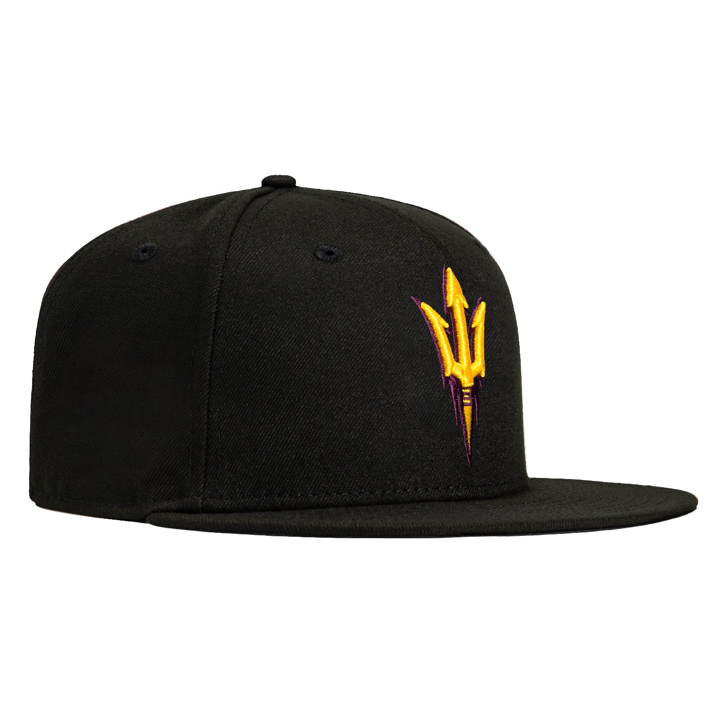 New Era 59Fifty Arizona State University Pitch Fork Snapback Hat - Black, Gold & Maroon Colors - Perfect for College Football Games, Tailgating & Sun Devils Fan Gear