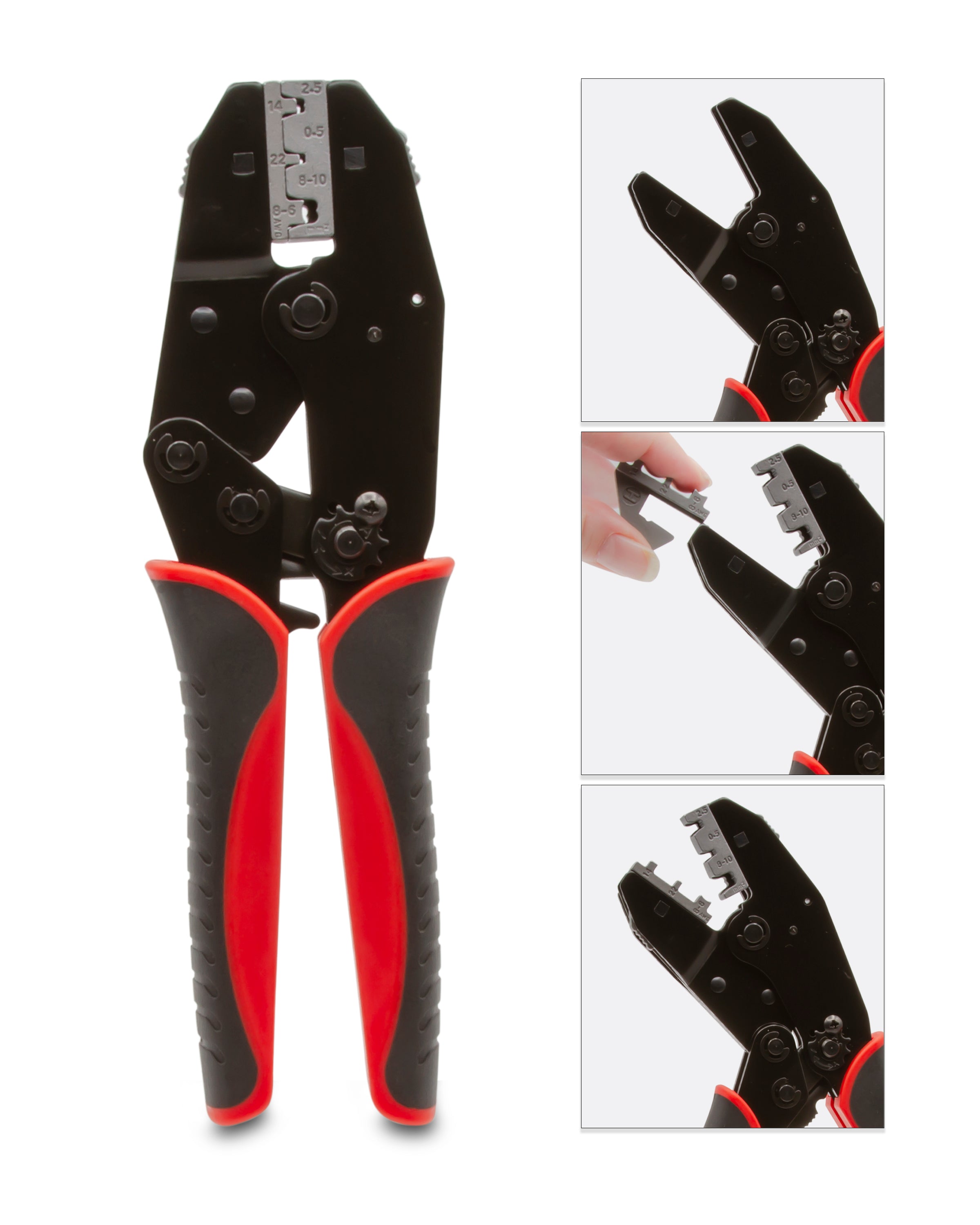 8-Piece Quick Change Ratchet Crimper Set (TT 320) - Professional Wire Terminal Crimping Tool Kit for Electrical Work, Automotive & DIY Projects