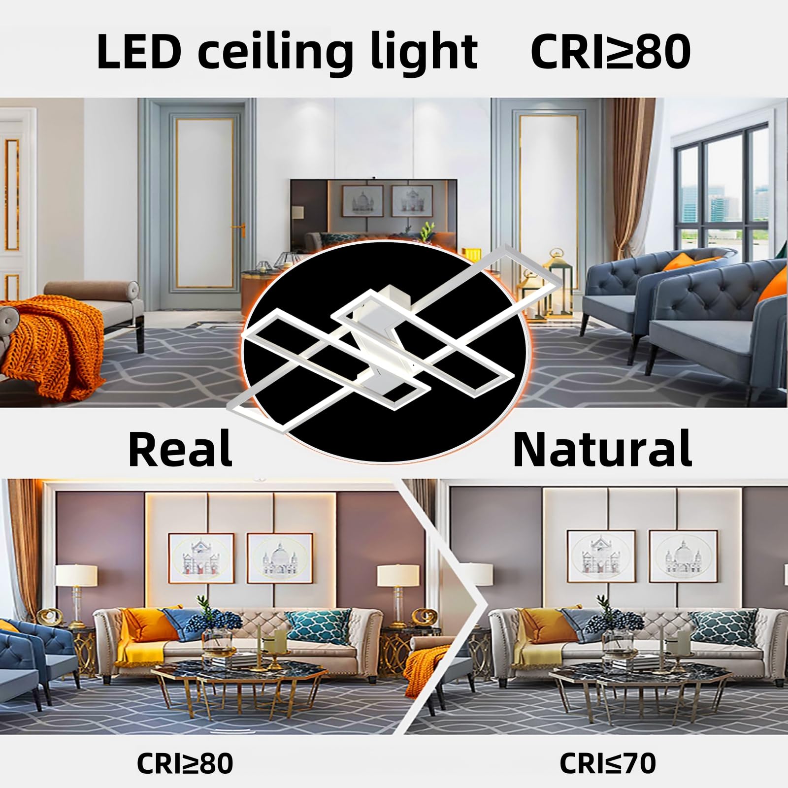 Dimmable Modern LED Ceiling Light Fixture with Remote Control - 35.4 Inch Flush Mount Geometric Lighting for Bedroom, Living Room & Dining Room - Energy Efficient White LED Panel for Home & Office Decor