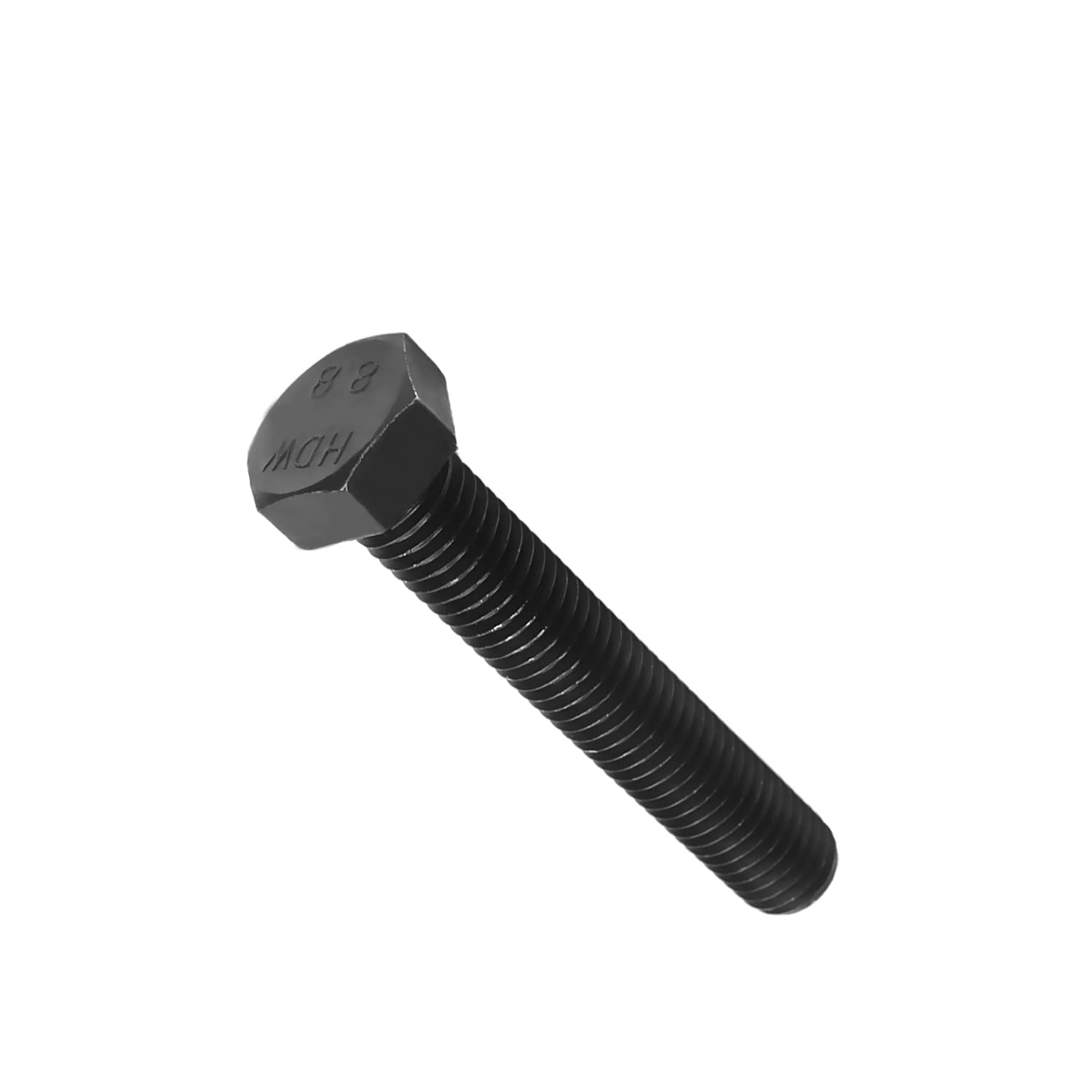 2PCS M12x70mm Hex Head Screw Bolts - Carbon Steel Fully Threaded Black Fasteners (1.75mm Pitch) - Ideal for Automotive, Machinery & DIY Projects