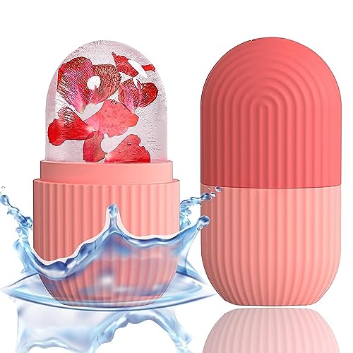 Urban Horizon Ice Face Roller Massager - Cooling Eye & Neck Massager for Puffy Eyes, Skin Care & Relaxation | Reusable Silicone Ice Cube Roller (Pink) | Perfect for Morning Routine, Spa Days & Post-Workout Recovery