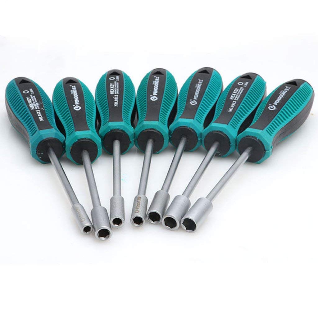 14-Piece Metal Socket Driver Wrench Set (3-14mm) - Hex Nut Key Nutdriver & Screwdriver for Home Repair, Automotive, and DIY Projects - Durable Hand Tools for Household Maintenance and Workshop Use
