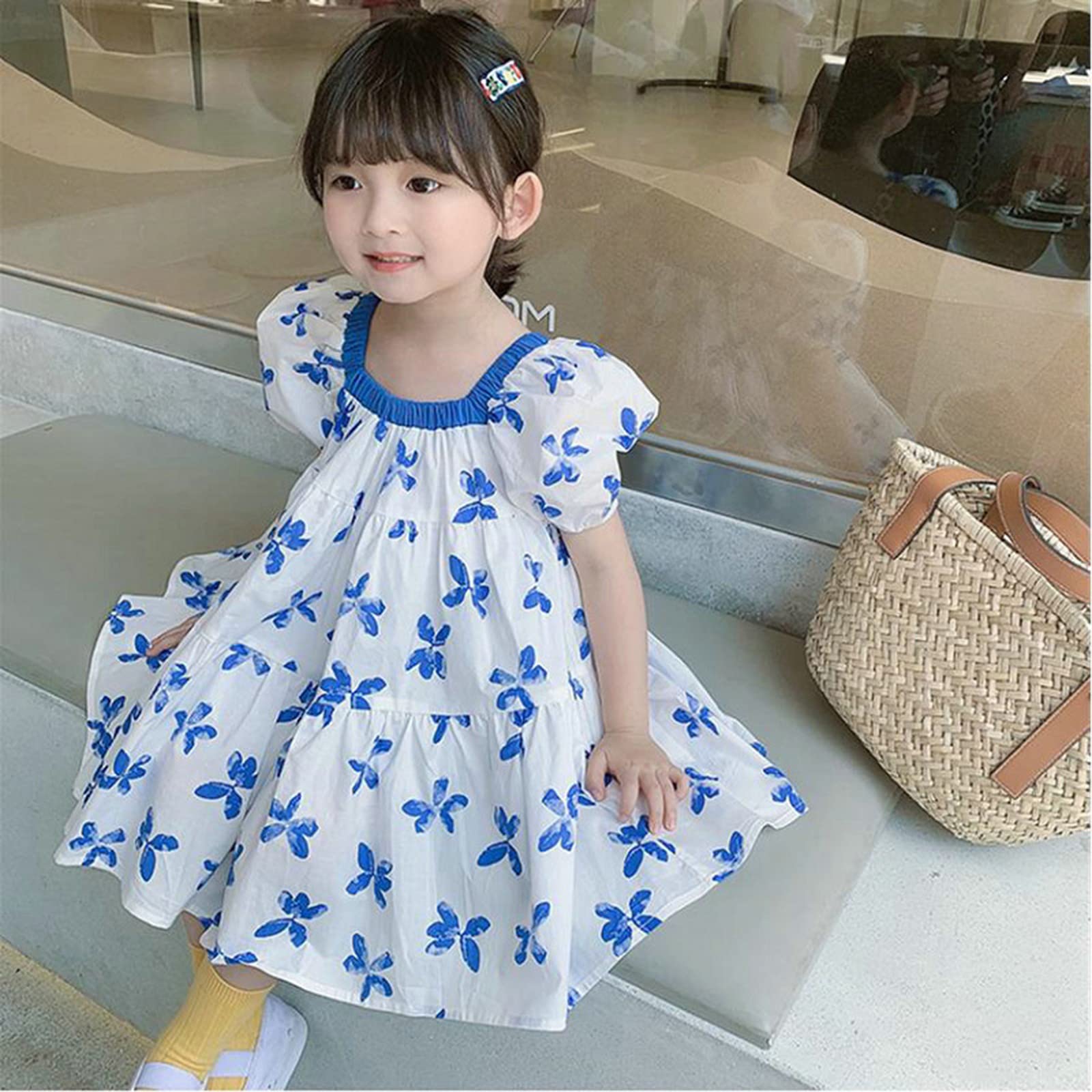 Baby Girls Summer Puff Sleeve Butterfly Princess Dress - Toddler Casual Beach Outfit for Birthday Party & Photo Shoots