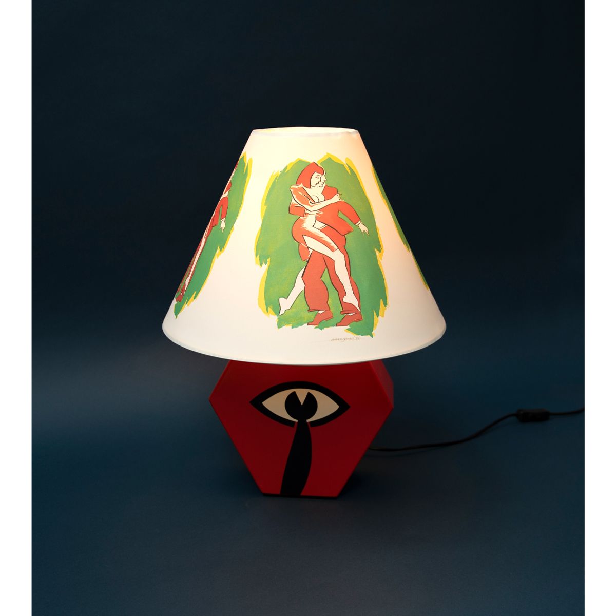 Allen Jones Red Lamp - Modern Art Table Lamp for Living Room, Bedroom & Office Decor - Stylish Lighting for Home & Workspace