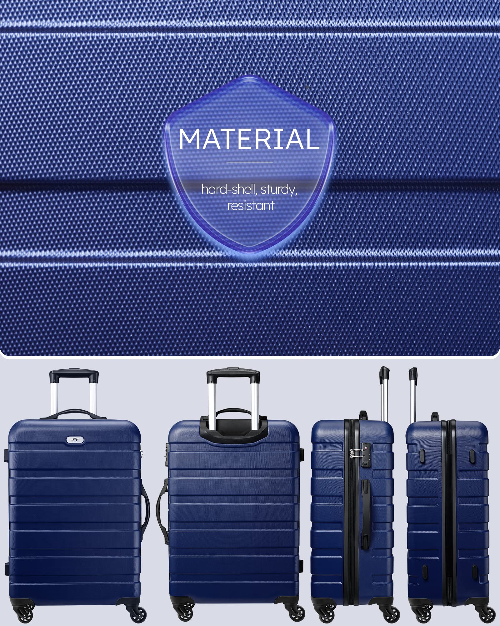 Suitour 2-Piece Hard Shell Spinner Luggage Set - 20 & 24 Inch TSA-Approved Carry-On Suitcases with 360° Wheels for Travel, Business Trips & Vacations