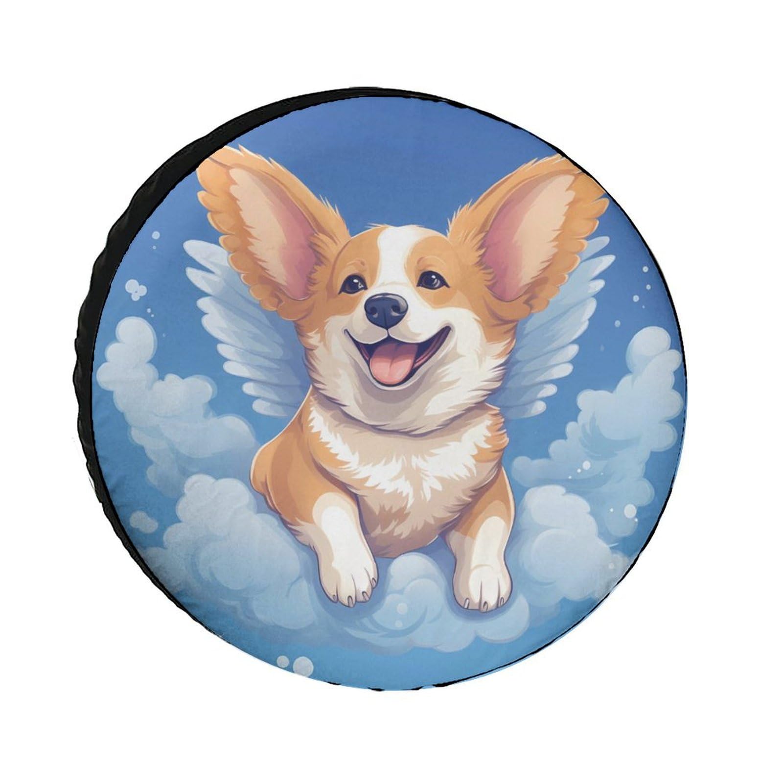 Universal 28-inch Corgi Dog Angel Spare Tire Cover - Durable Wheel Protector for Cars, Trucks & Travel Trailers | Perfect for Road Trips & Outdoor Adventures