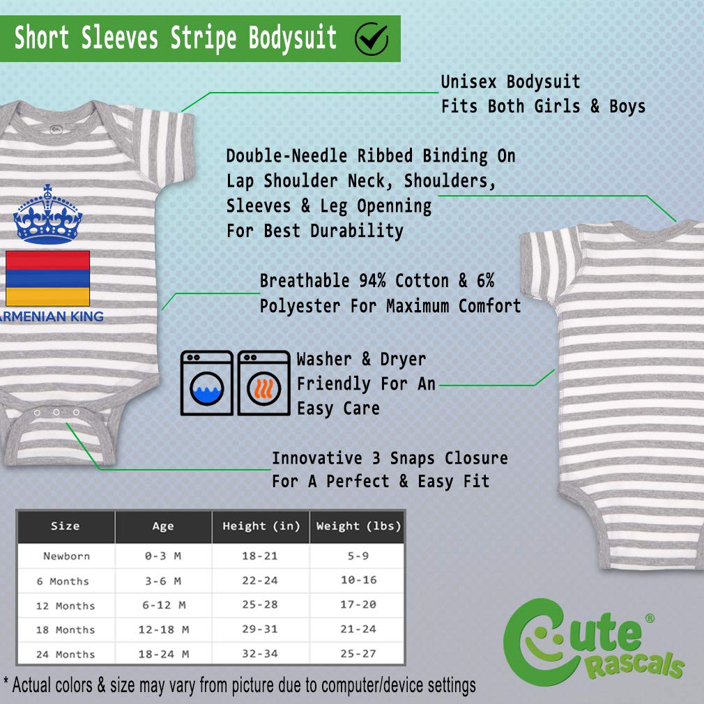 Custom Armenian King Crown Baby Bodysuit - Funny Cotton Baby Clothes for Boys & Girls - Perfect for Photoshoots, Birthday Parties & Family Events