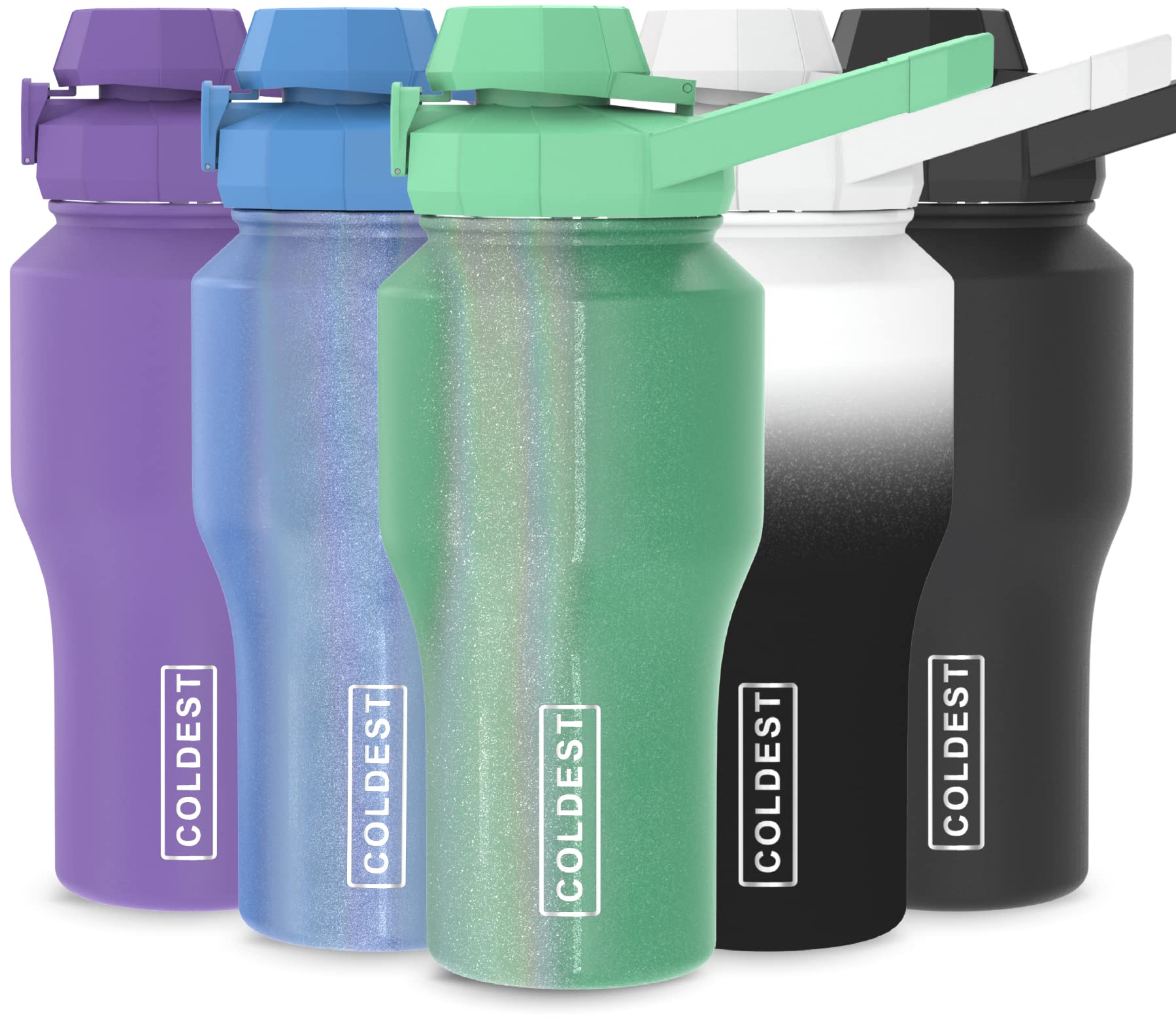 Insulated 26 oz Coldest Shaker Bottle with Chug Lid - Protein Blender Cup for Mixes, Fits Sip Cirkul Lid, Green Aurora Glitter - Perfect for Gym, Workouts & On-the-Go Nutrition