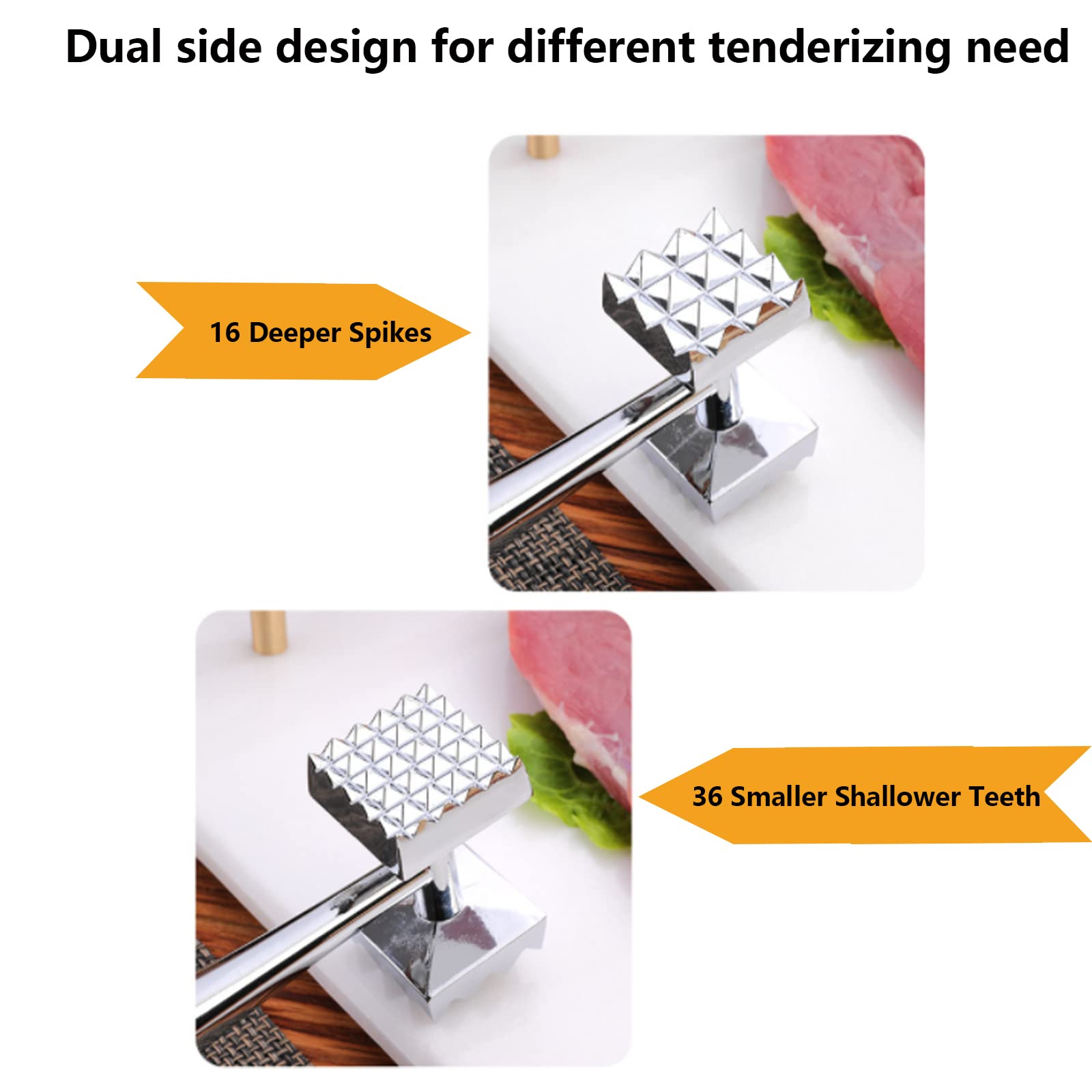 Premium Meat Tenderizer Hammer - Heavy Duty Double-Sided Mallet with Ergonomic Non-Slip Grip for Steak, Chicken, Pork & Fish | Perfect for Grilling, BBQ & Home Kitchen Cooking