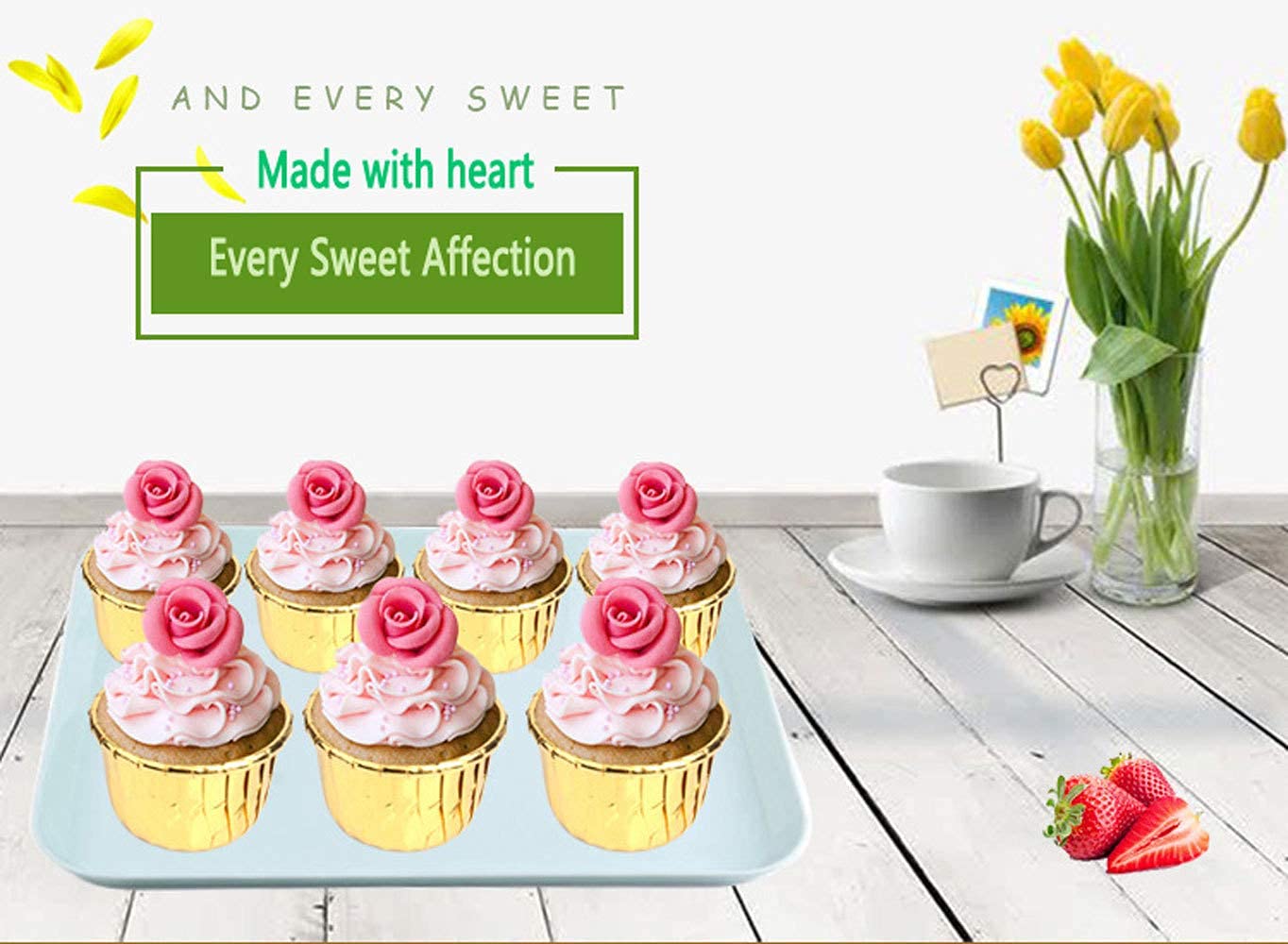 Premium Aluminum Foil Cupcake Liners - 100Pcs Disposable Baking Cups for Muffins, Cupcakes & Desserts | Non-Stick Ramekins for Perfect Baking | Ideal for Home Baking, Parties & Holiday Treats