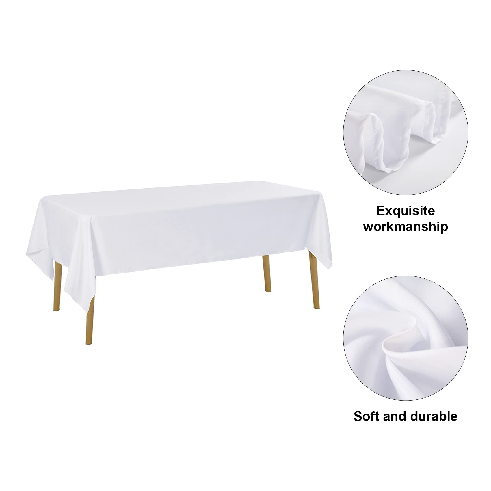60x102 Inch White Rectangle Tablecloth - Stain & Wrinkle Resistant Washable Polyester Table Cover for Dining, Buffet, Wedding - Elegant Decorative Fabric for Home, Restaurant & Party Decor