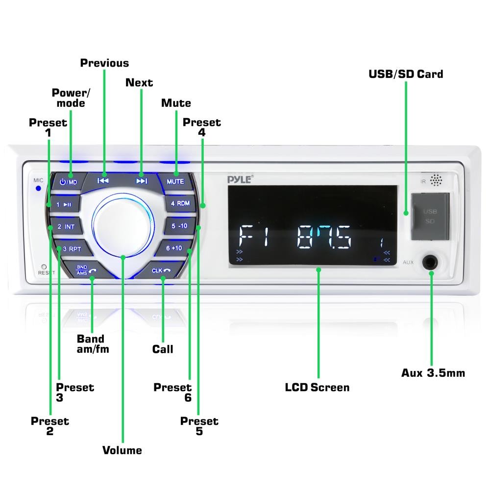 Pyle Bluetooth Marine Stereo Receiver with 6x9 Inch Waterproof Dual Speakers - Waterproof Boat Audio System for Boating, Fishing & Outdoor Adventures