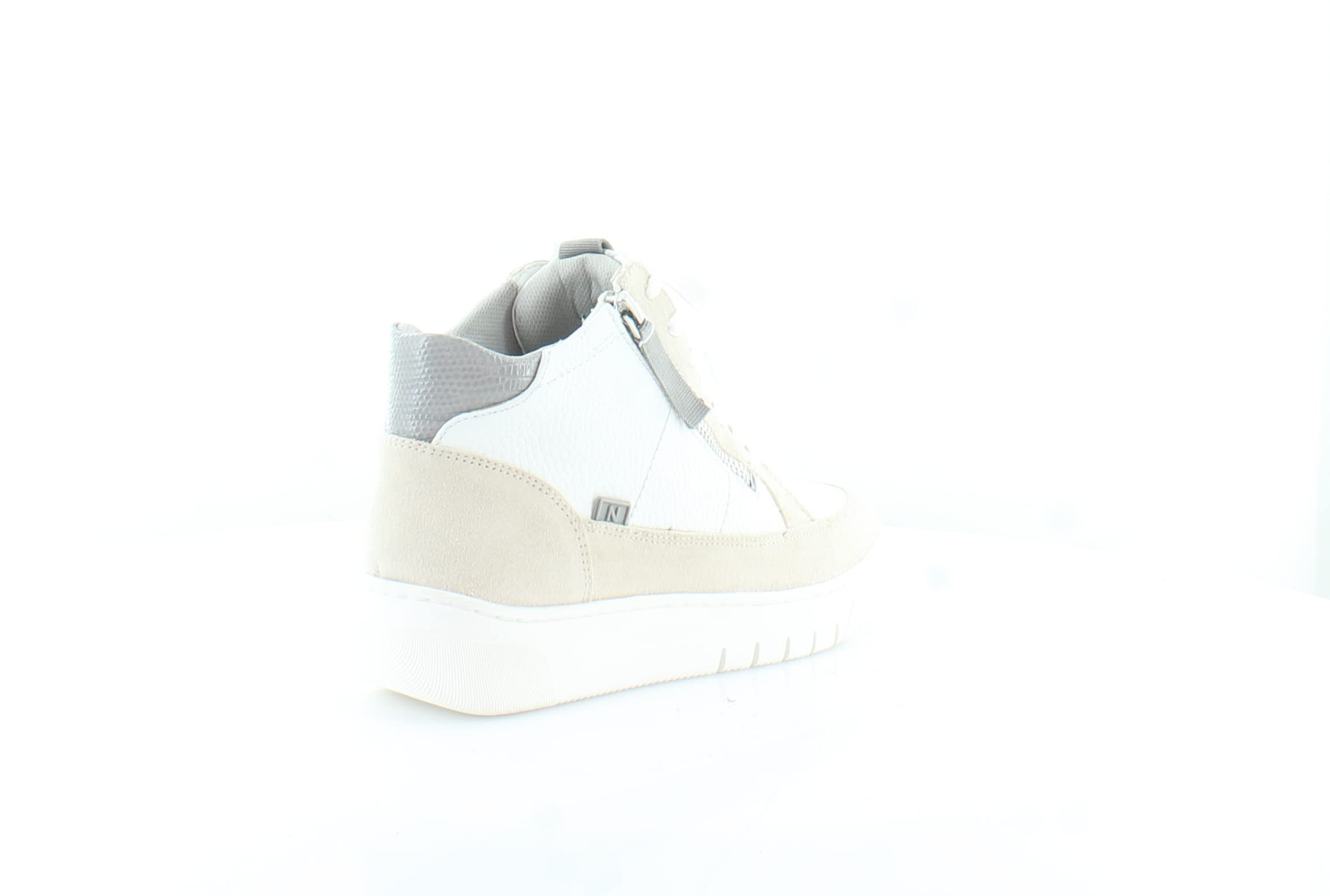 Naturalizer Hadley High-Top Sneakers for Women - White & Grey Casual Shoes - Size 8.5 Medium (B) - Perfect for Walking, Work & Everyday Comfort