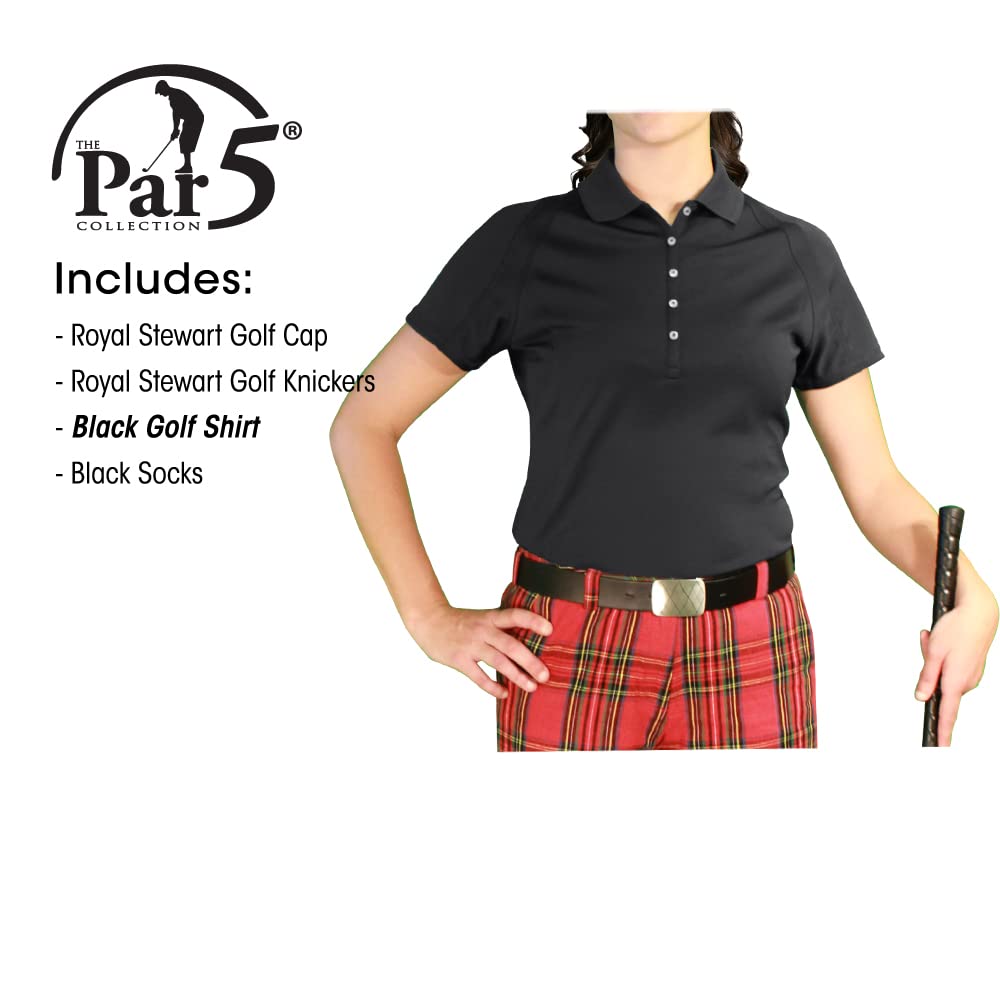 Royal Stewart Ladies Golf Outfit - Black Small Size 12 Polo Shirt - Perfect for Golf Tournaments & Country Club Events